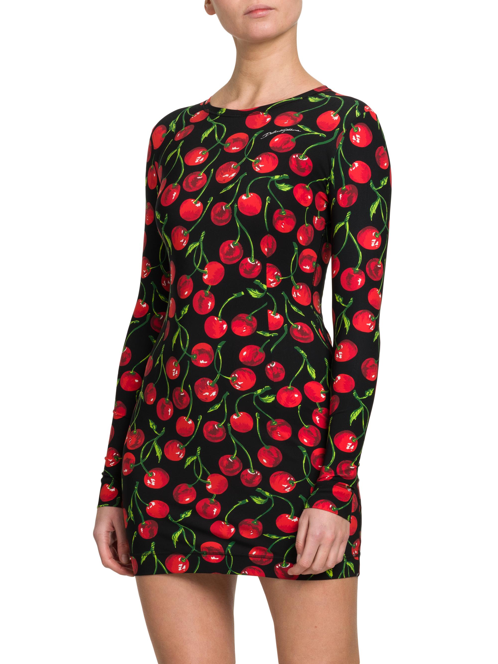 Dolce&Gabbana Cherry Print Long-Sleeve Minidress | Saks Fifth Avenue