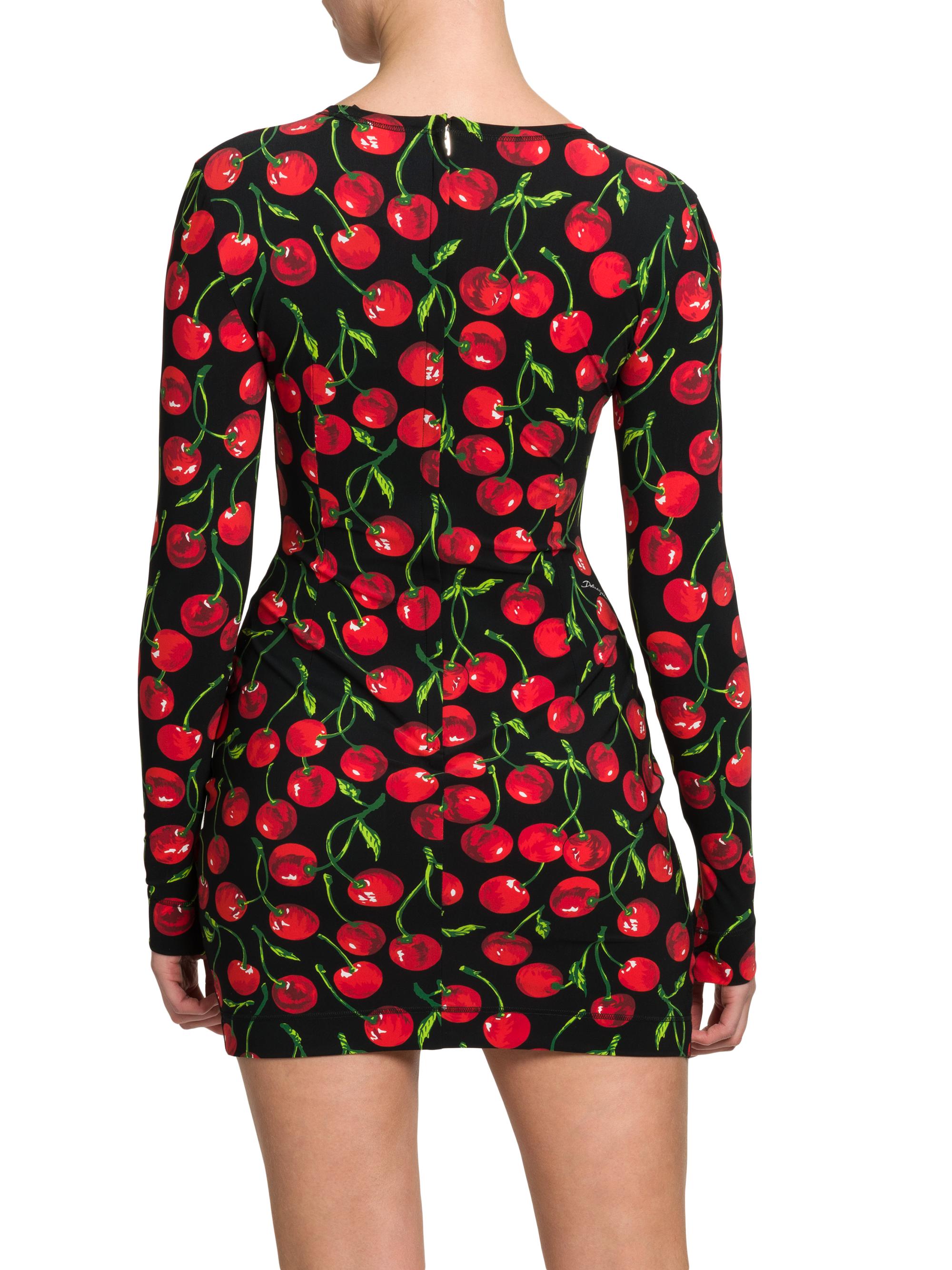 Dolce&Gabbana Cherry Print Long-Sleeve Minidress | Saks Fifth Avenue