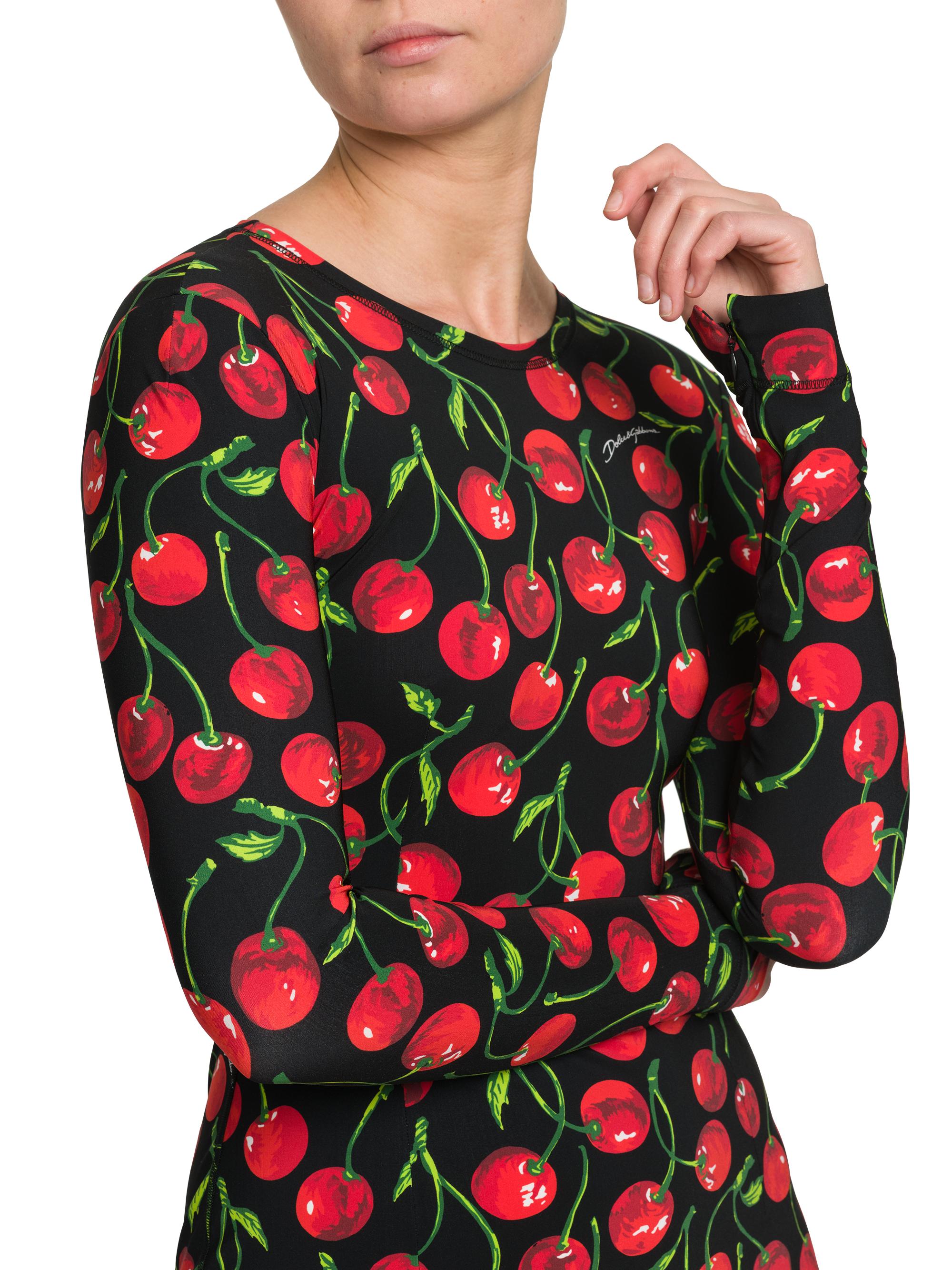 Dolce&Gabbana Cherry Print Long-Sleeve Minidress | Saks Fifth Avenue