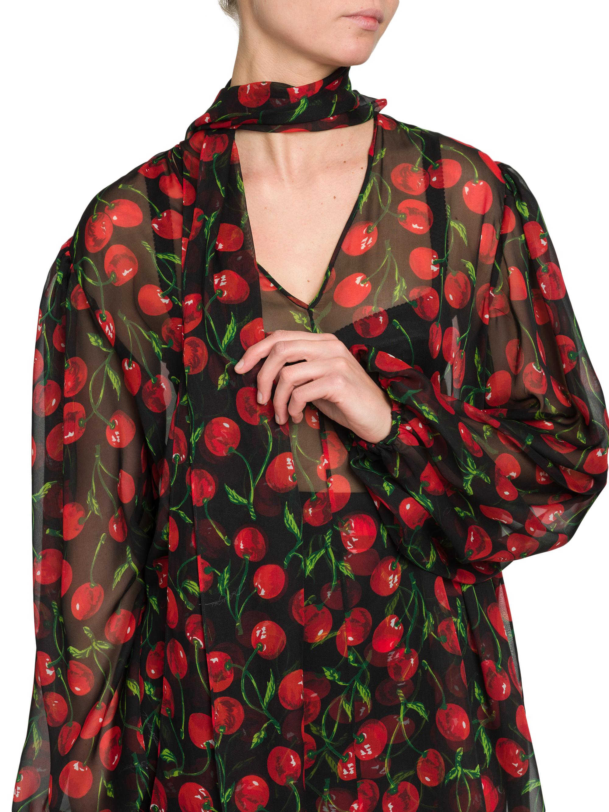 Dolce&Gabbana Tieneck Cherry Silk Chiffon Blouse | Saks Fifth Avenue