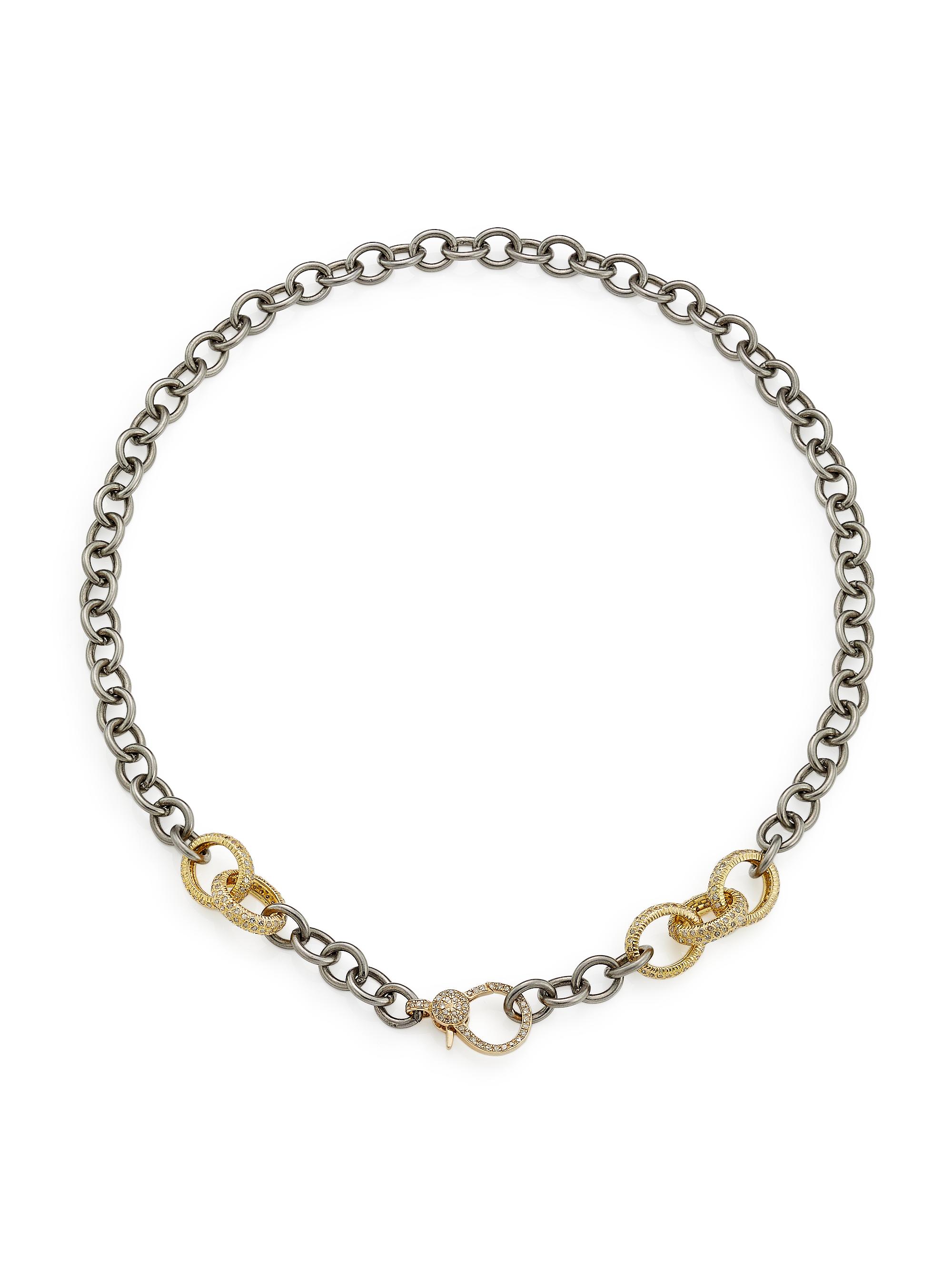 Nina Gilin Women's Black-Rhodium-Plated Silver, 14K Yellow Gold & 3.16 TCW Diamond Chain Necklace - Grey
