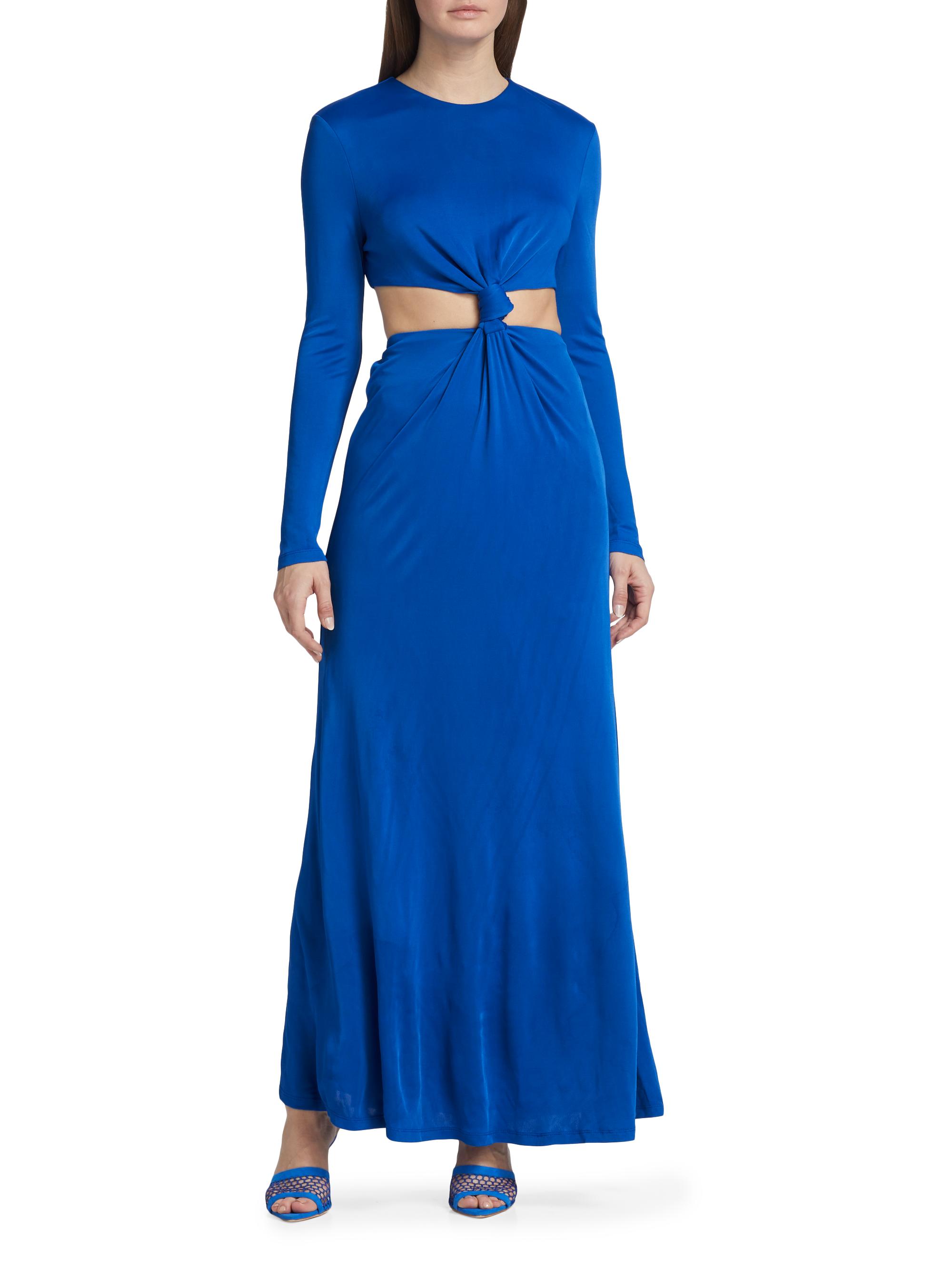 FARM Rio Blue Knot Cut Out Maxi Dress, Medium Blue / S