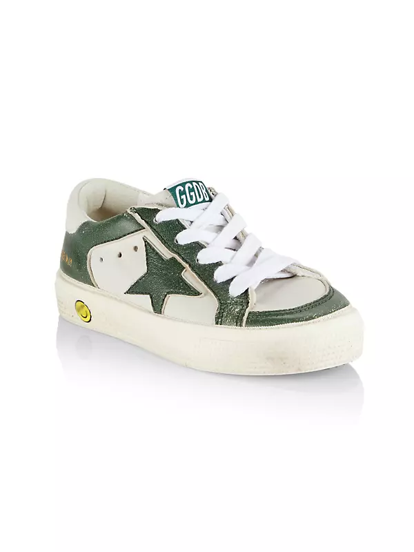 Shop Golden Goose Baby's, Little Kid's & Kid's May Leather Distressed  Platform Sneakers