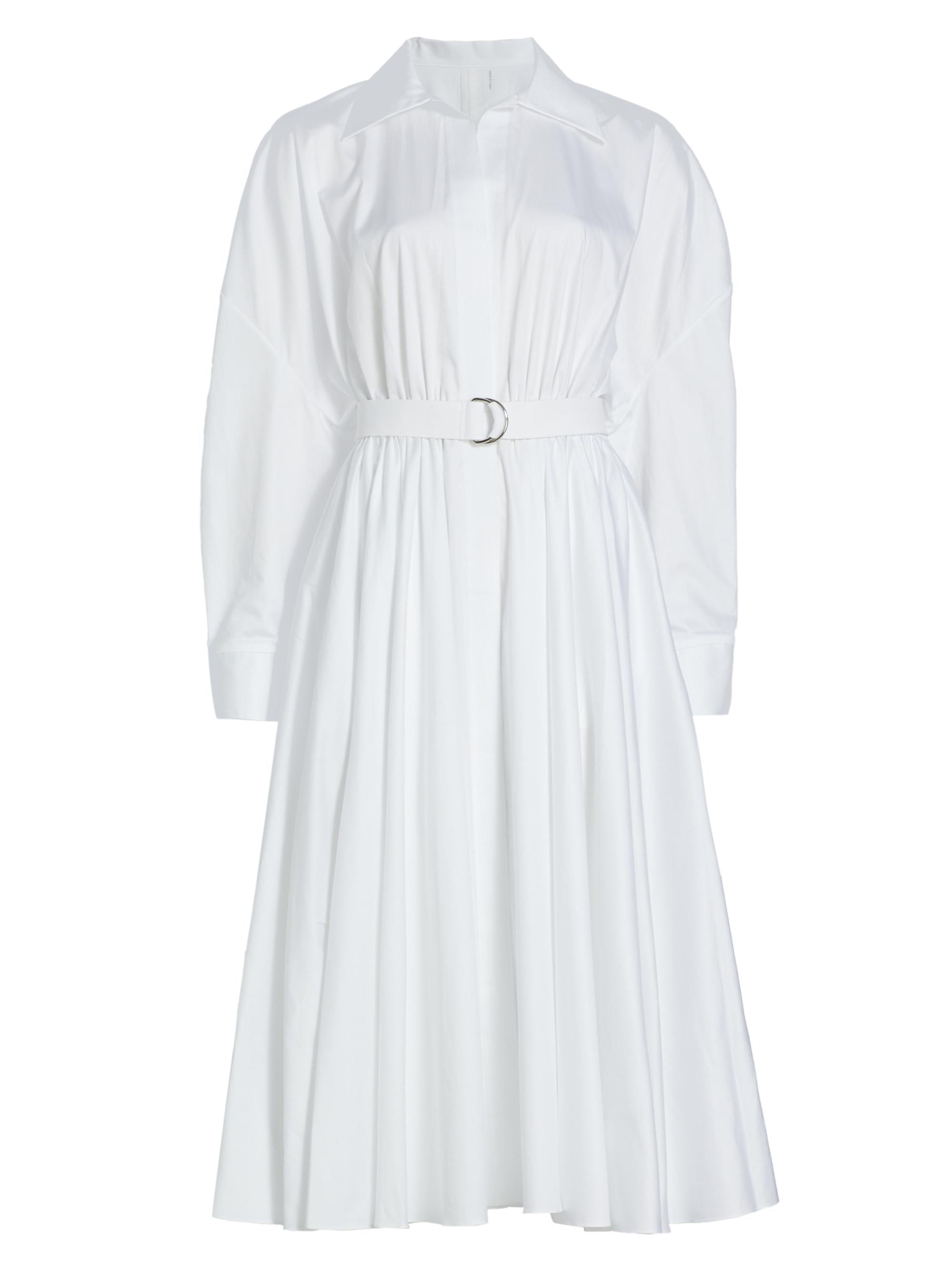 Norma Kamali Women's Oversized Belted Poplin Midi-Dress - White