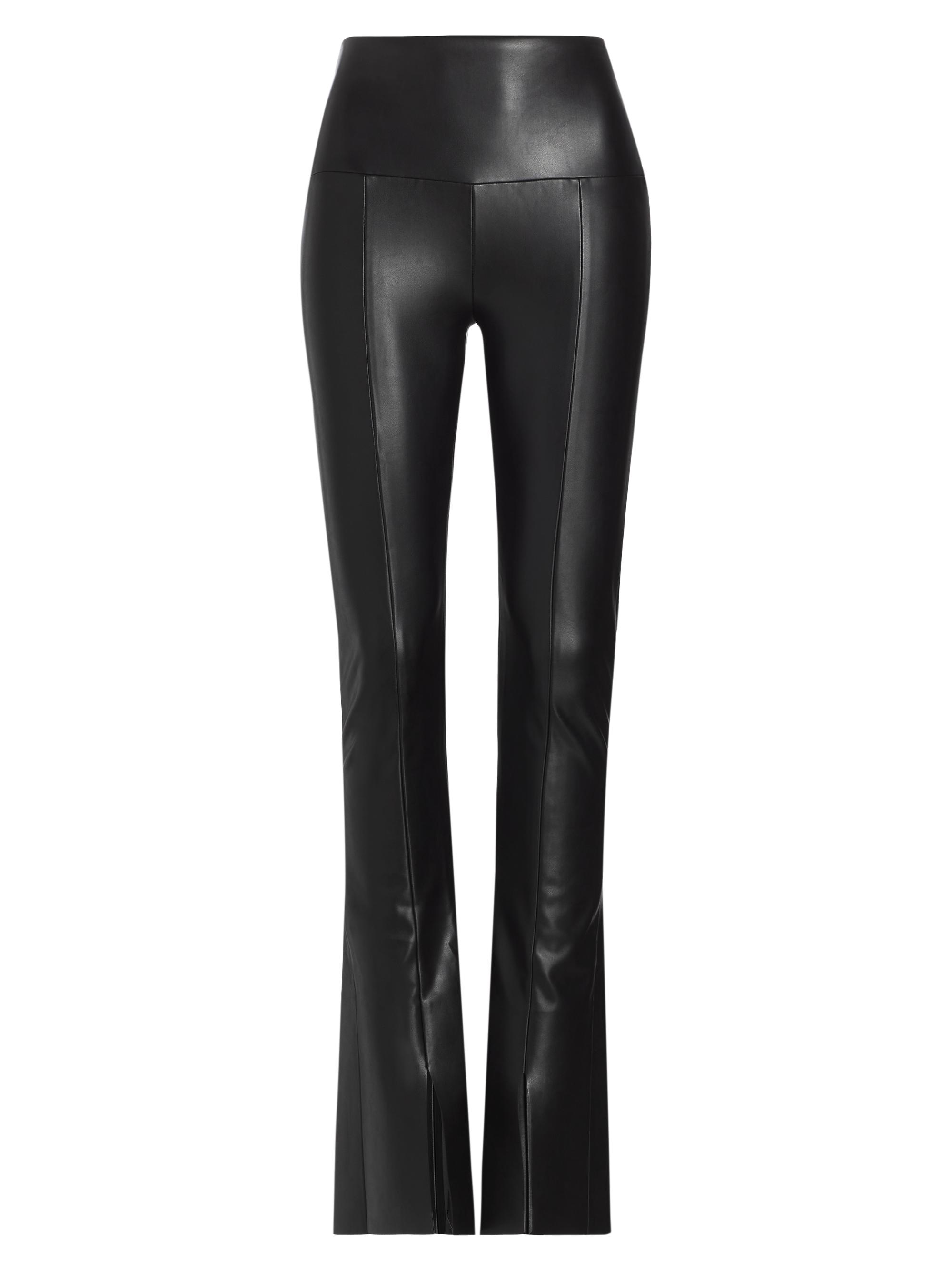 Norma Kamali Women's Spat Flared Faux Leather Leggings - Black