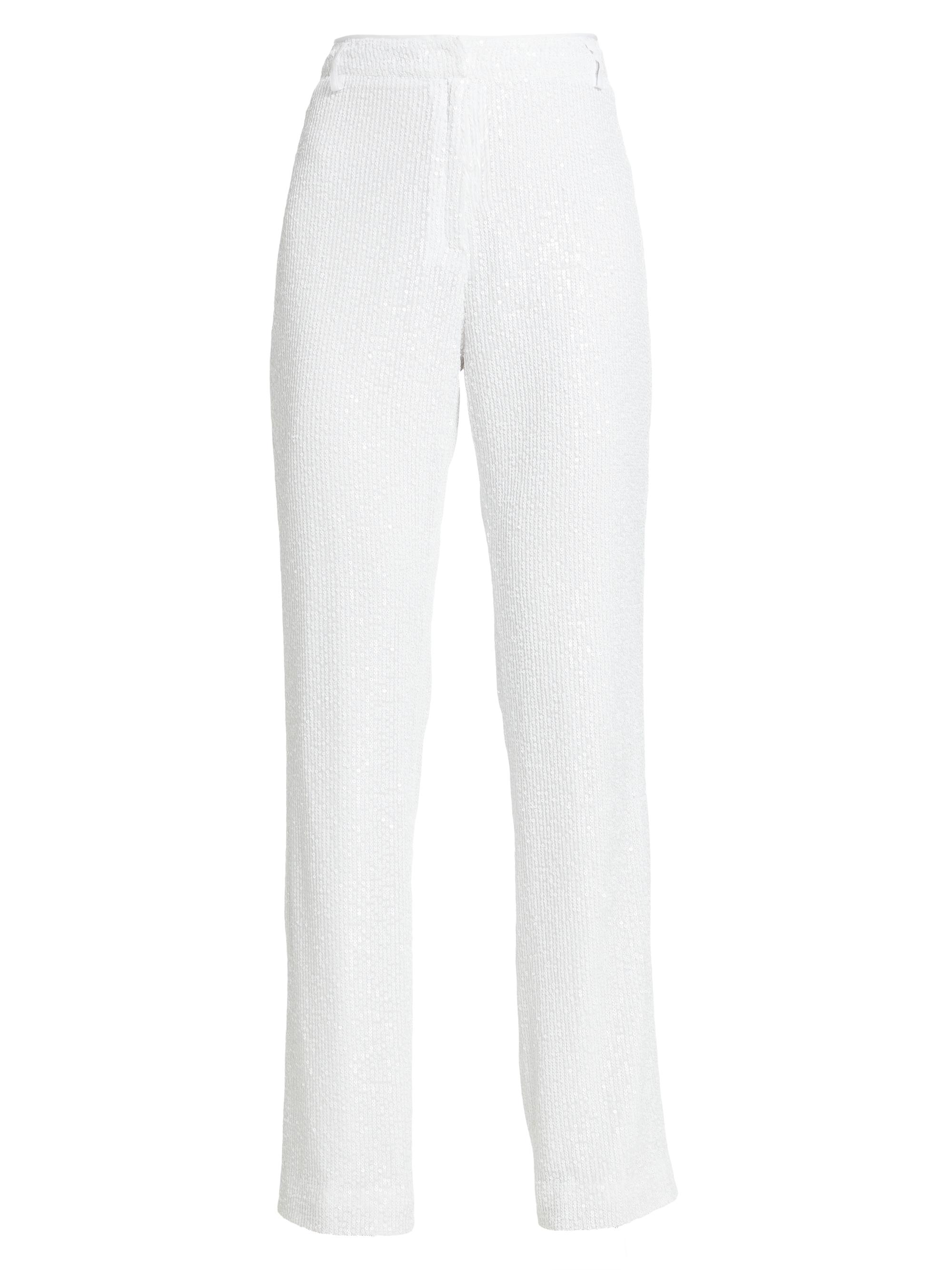Rotate Birger Christensen Women's Water Sequin Straight-Leg Pants - Bright White