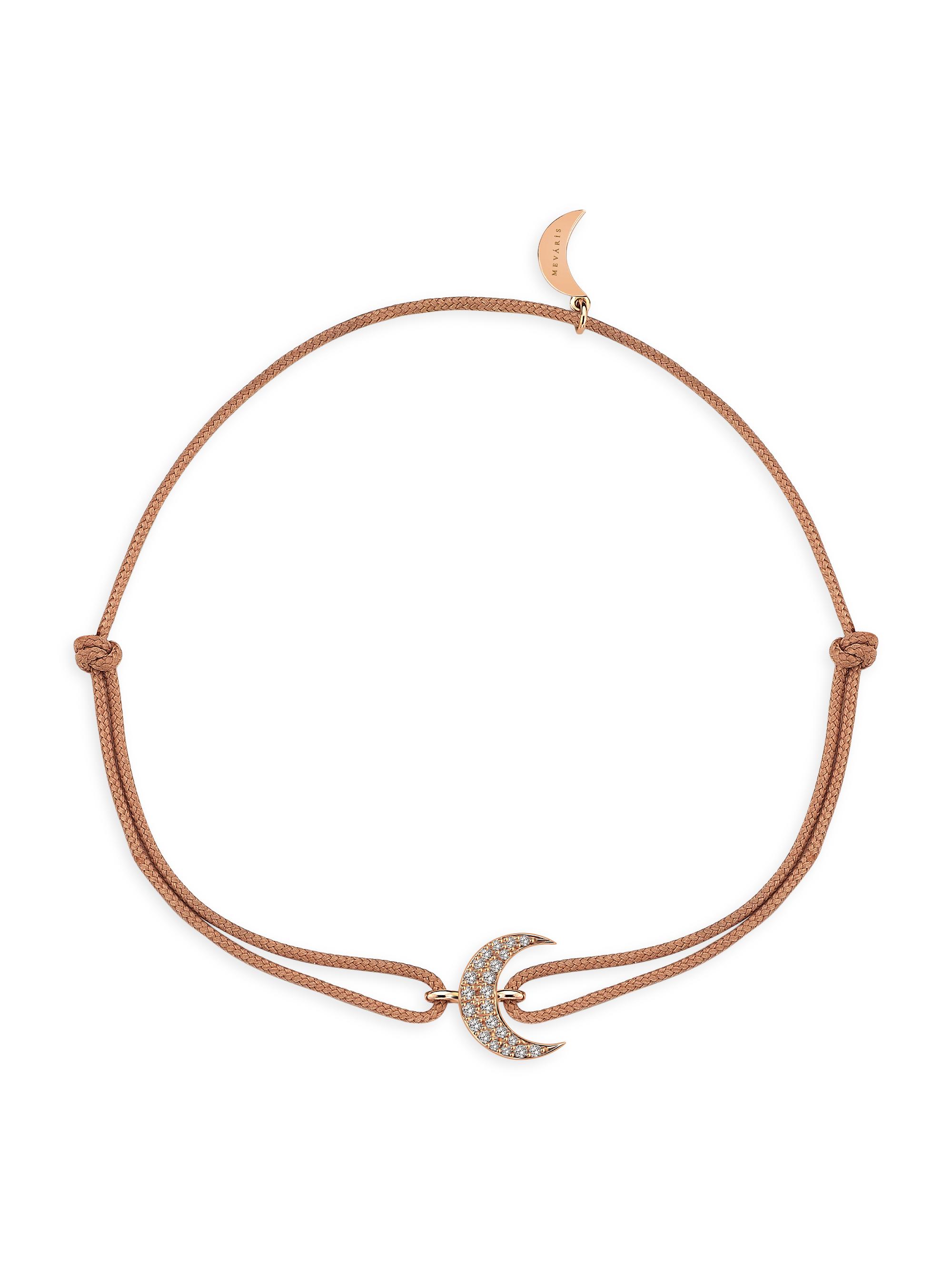 Mevaris Women's Moonlight 18K Rose Gold & 0.08 TCW Diamond Cord New Moon Bracelet - Rose Gold