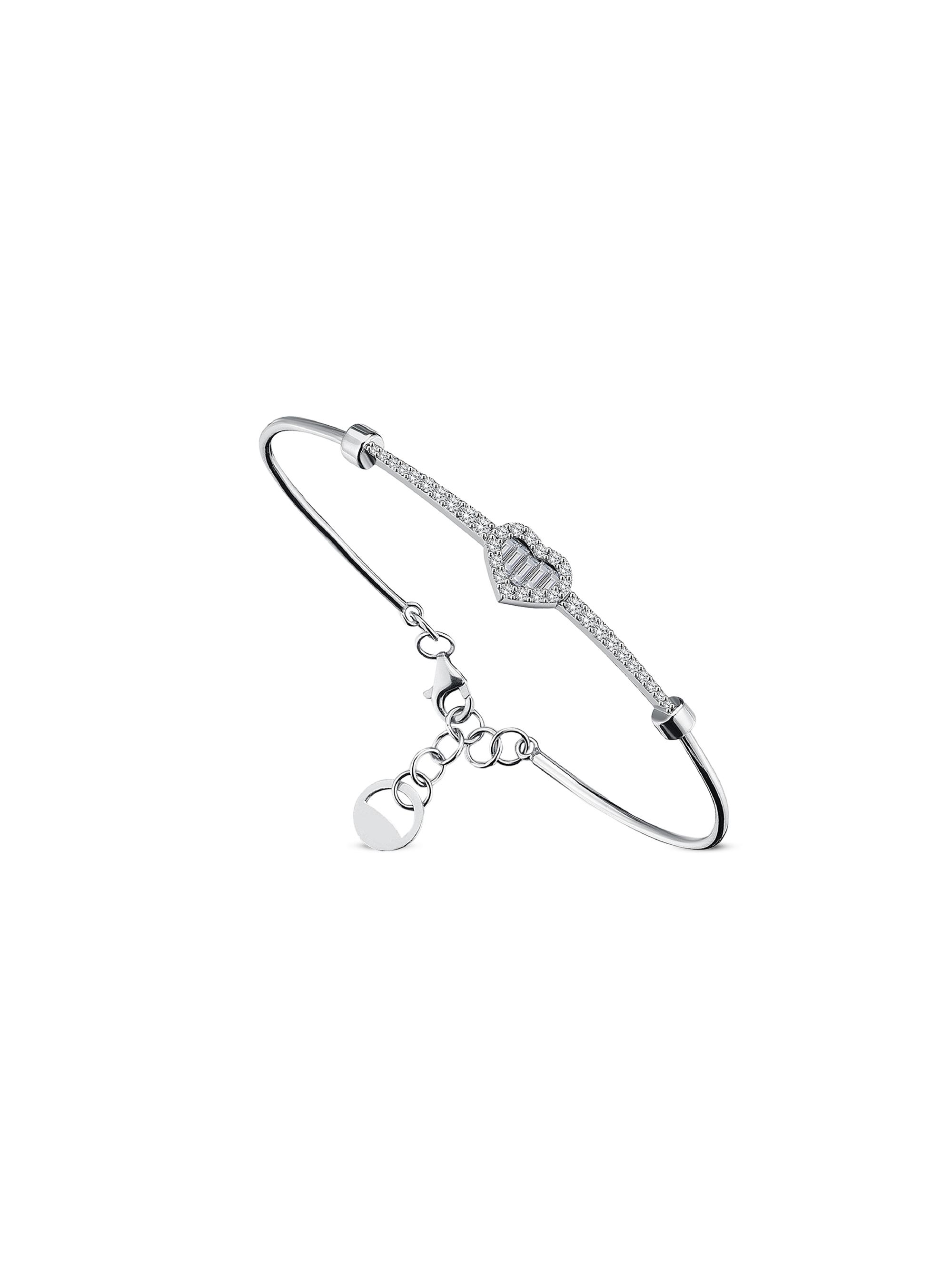 Mevaris Women's Love Golden 18K White Gold & 0.70 TCW Diamond Heart Cuff Bracelet - White Gold