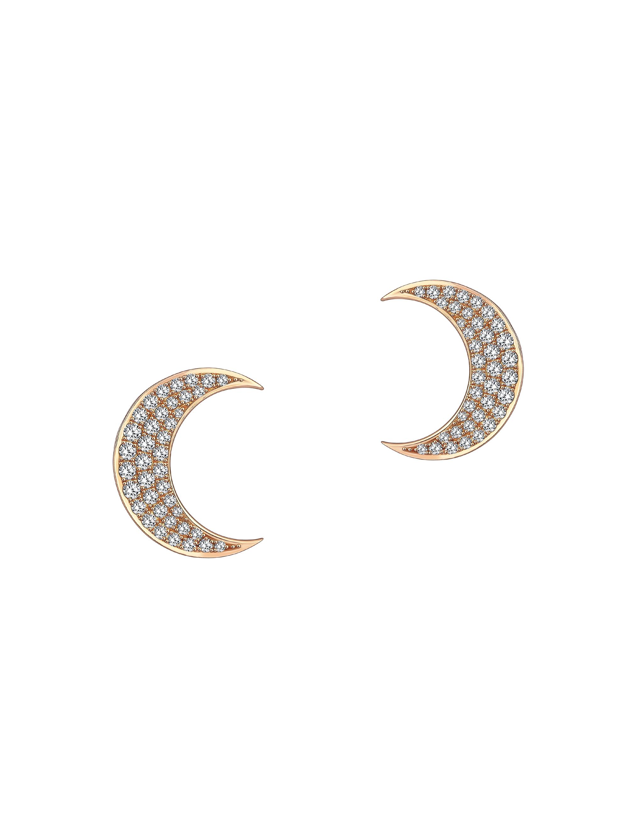 Mevaris Women's Moonlight Crescent Moon 18K Rose Gold & 0.49 TCW Diamond Stud Earrings - Rose Gold