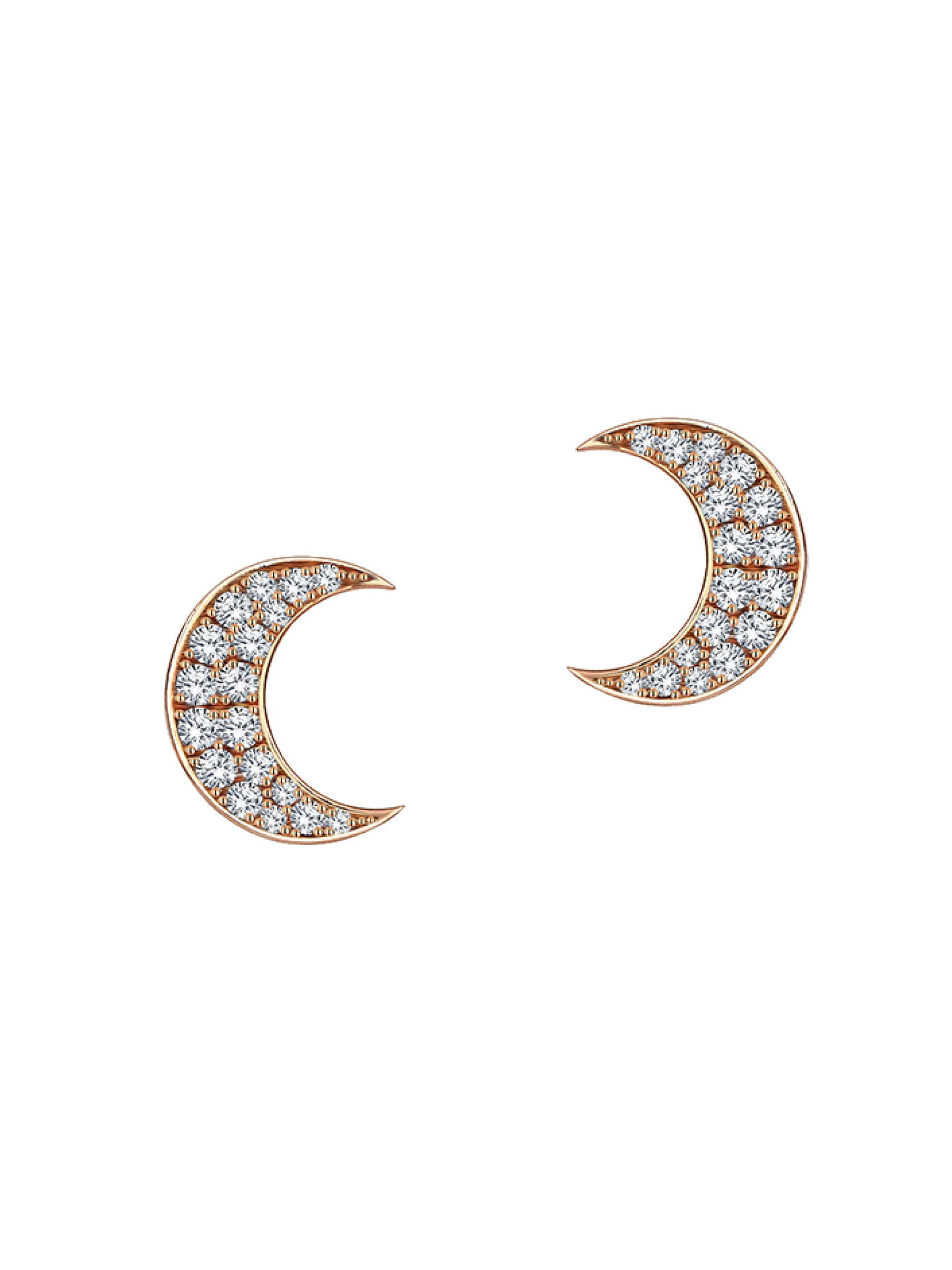 Mevaris Women's Moonlight Crescent Moon Mini 18K Rose Gold & 0.17 TCW Diamond Stud Earrings - Rose Gold