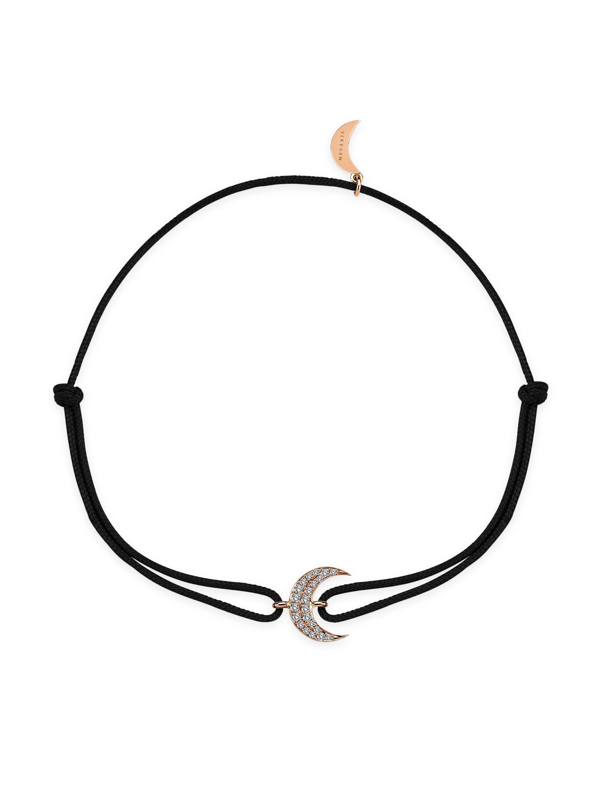 Mevaris Women's Moonlight Moon 18K Rose Gold, 0.08 TCW Diamond & Cord Bracelet - Rose Gold