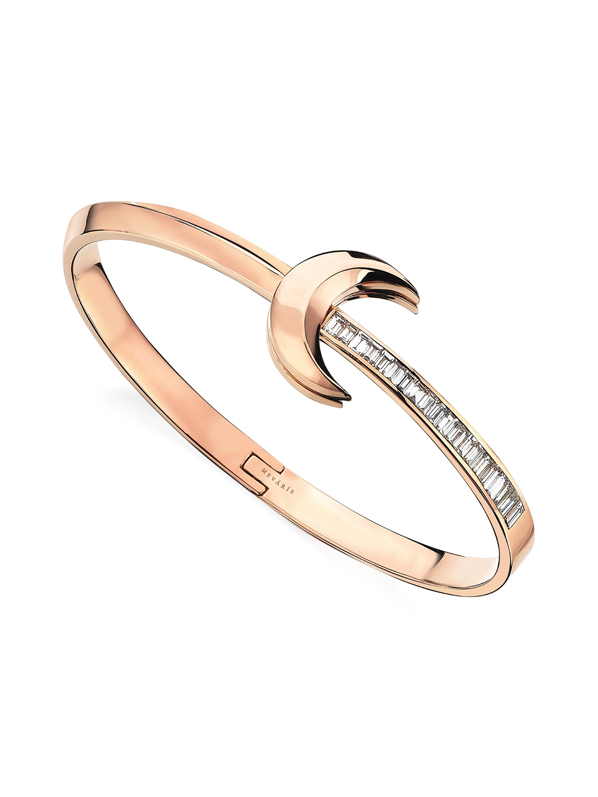 Mevaris Women's High Moon 18K Rose Gold & 1 TCW Diamond Hinge Bracelet - Rose Gold