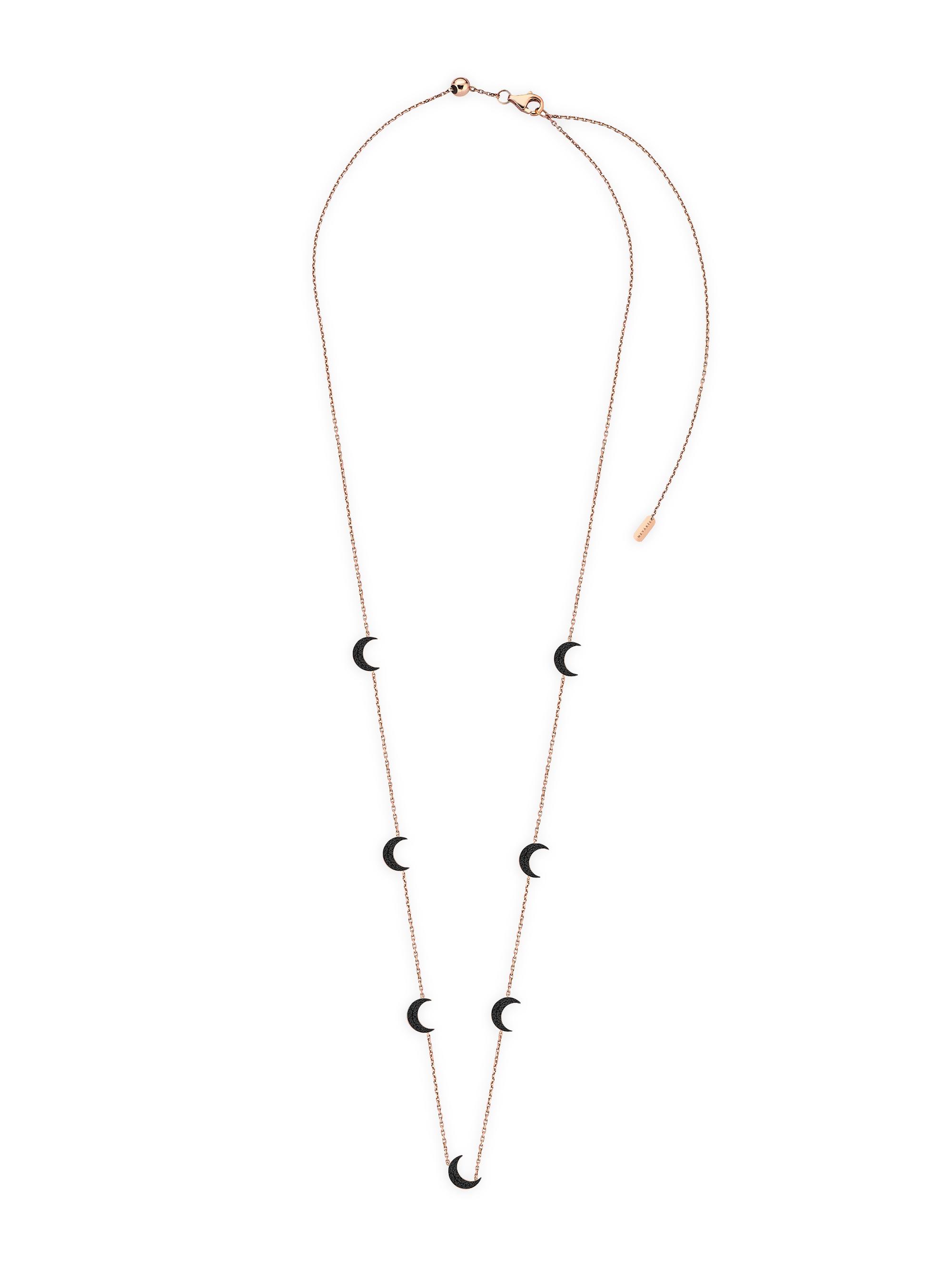 Mevaris Women's Moonlight Black Moon River 14K Rose Gold & 1.30 TCW Black Diamond Station Necklace - Rose Gold