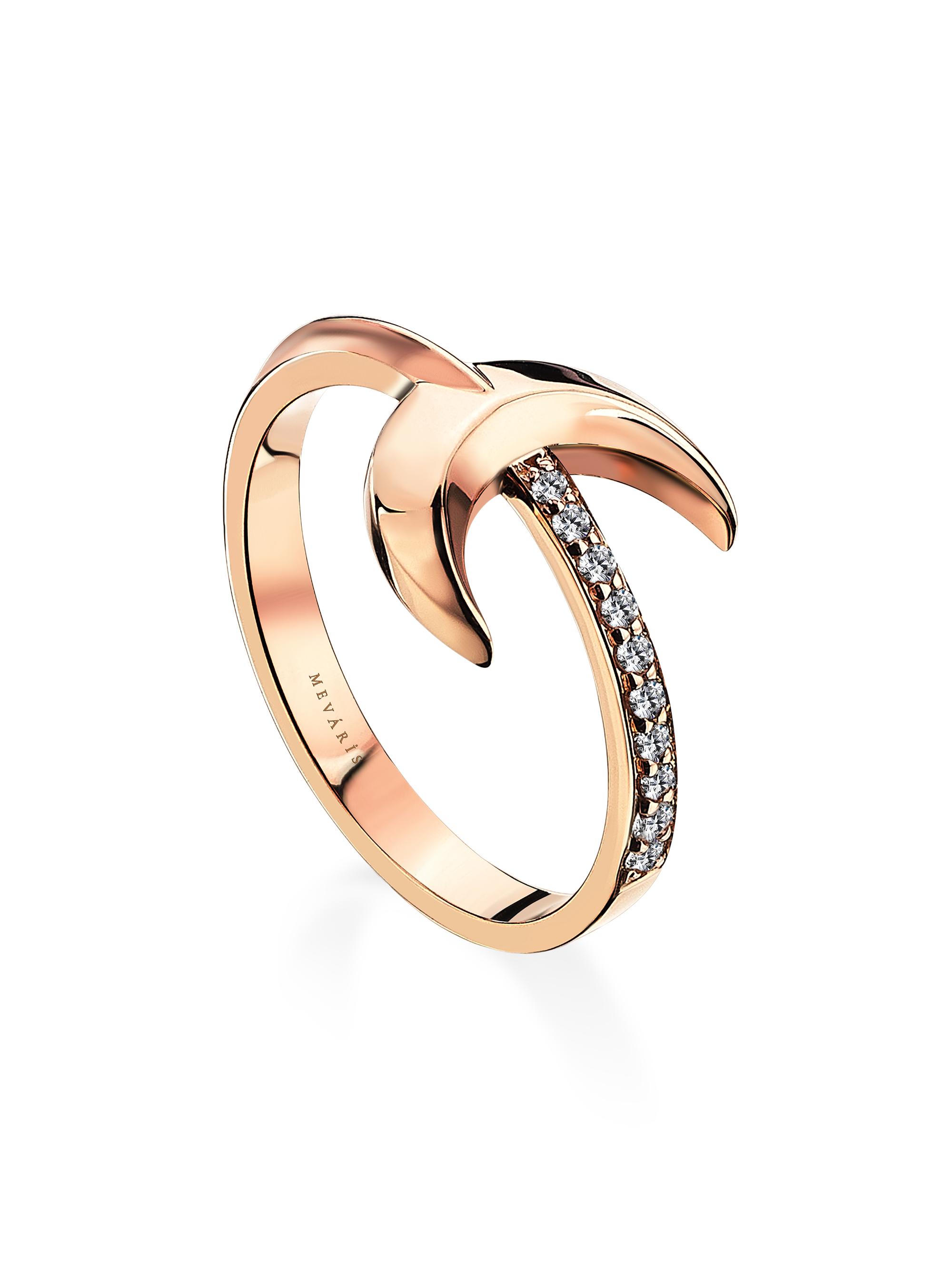 Mevaris Women's High Moon Mini 18K Rose Gold & 0.12 TCW Diamond Crescent Ring - Rose Gold