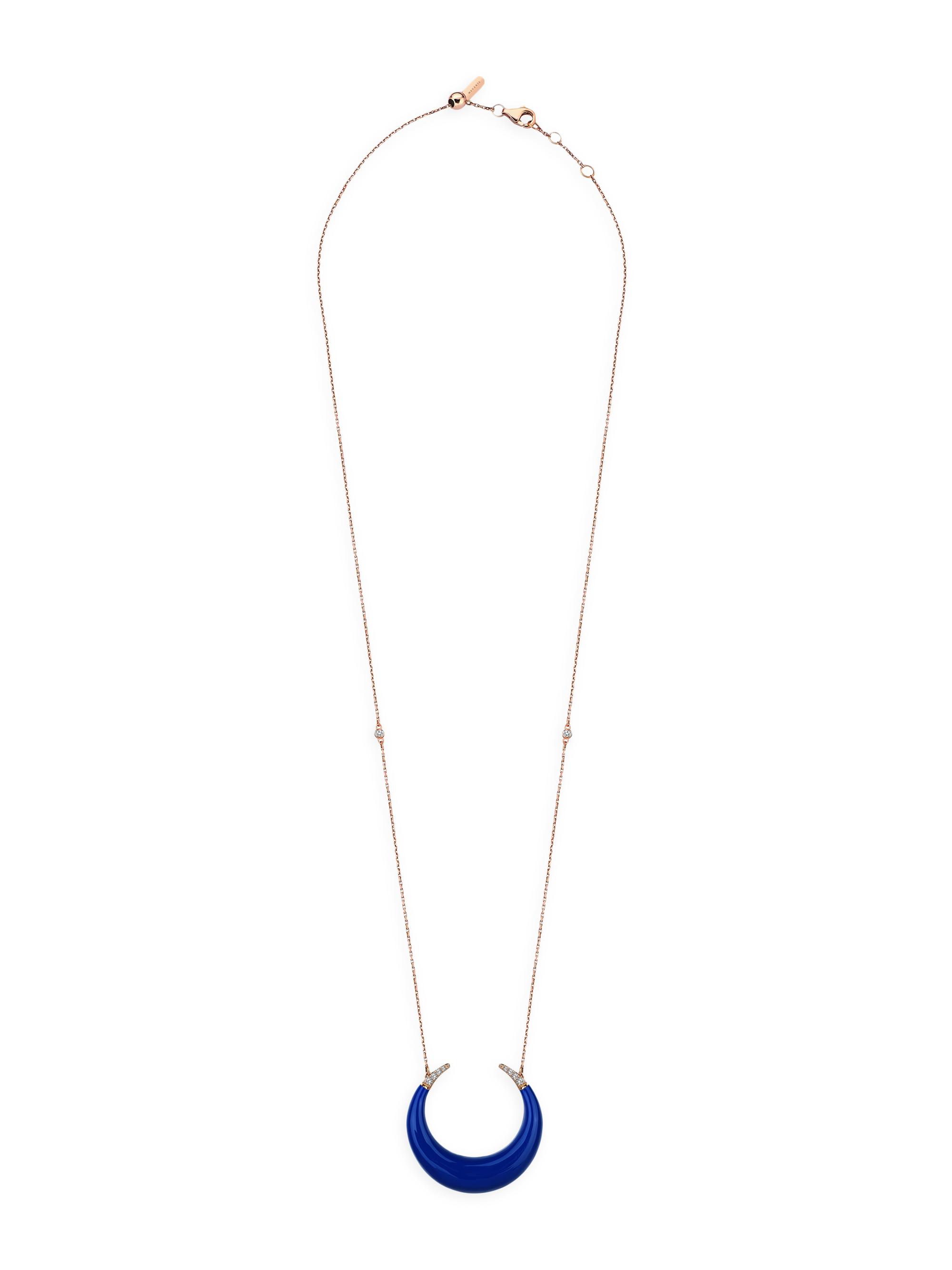 Mevaris Women's Diamonds In Colours Selene Mini 18K Rose Gold, Blue Enamel & 0.05 TCW Diamond Pendant Necklace - Rose Gold