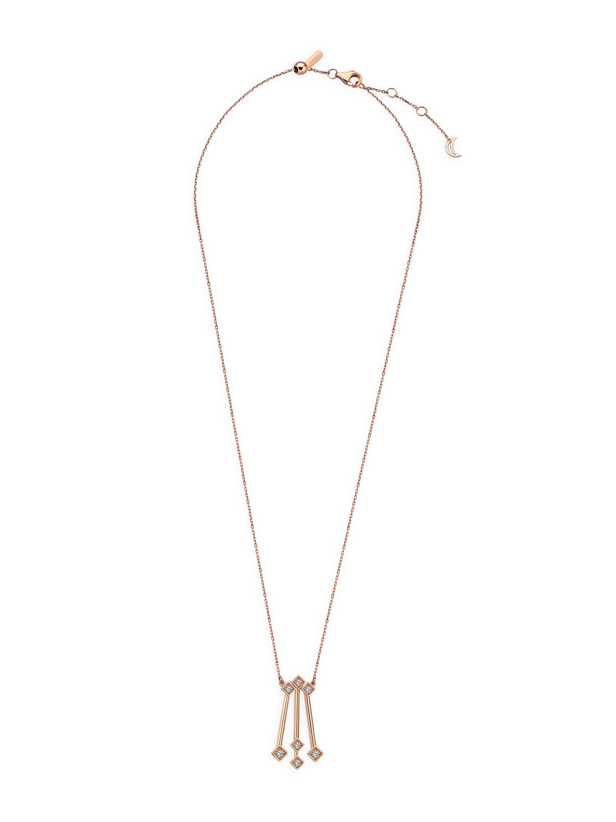 Mevaris Women's Mosaic 18K Rose Gold & 0.09 TCW Three-Bar Pendant Necklace - Rose Gold