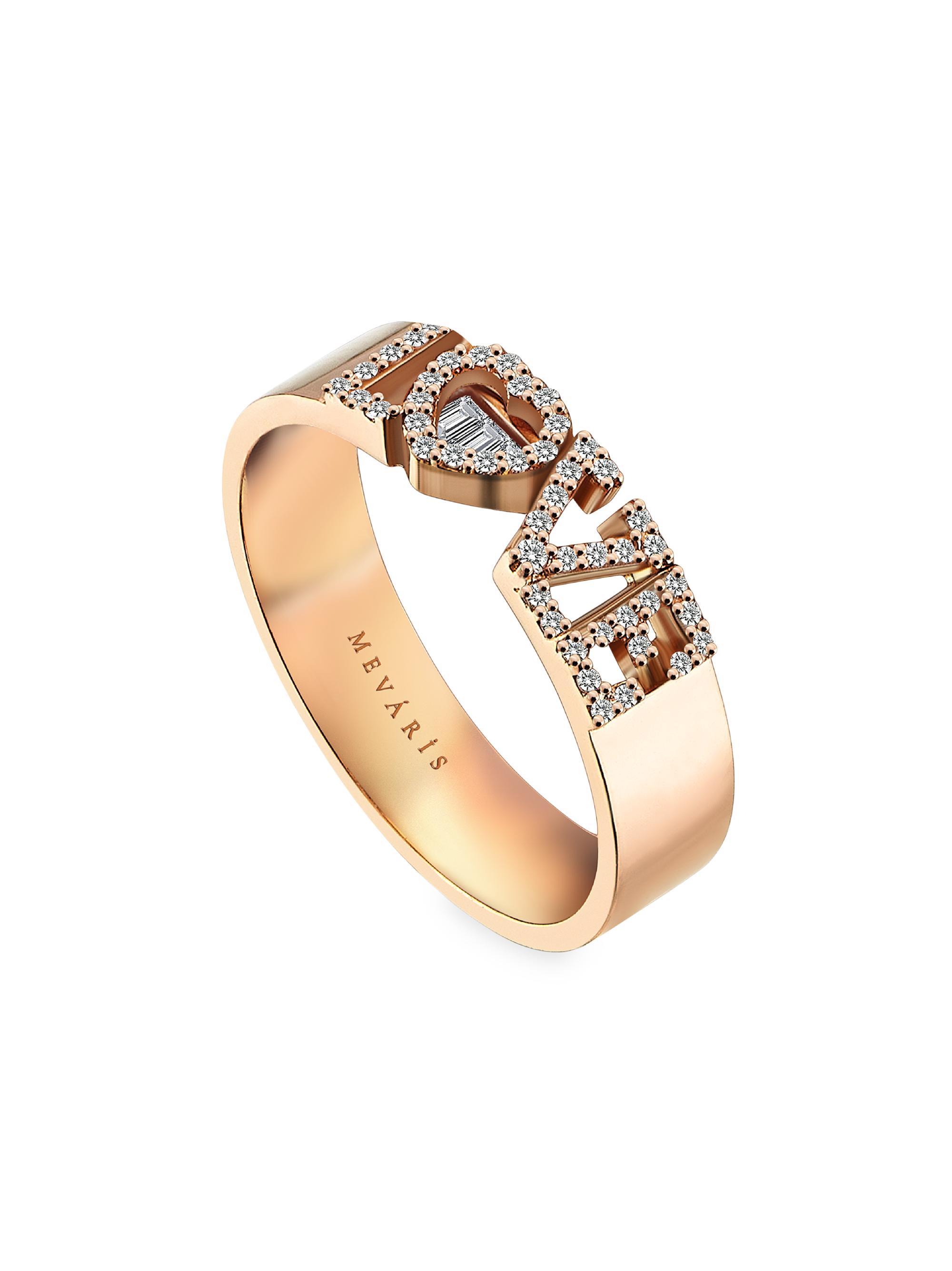 Mevaris Women's Love 18K Rose Gold & 0.22 TCW Diamonds Ring - Rose Gold