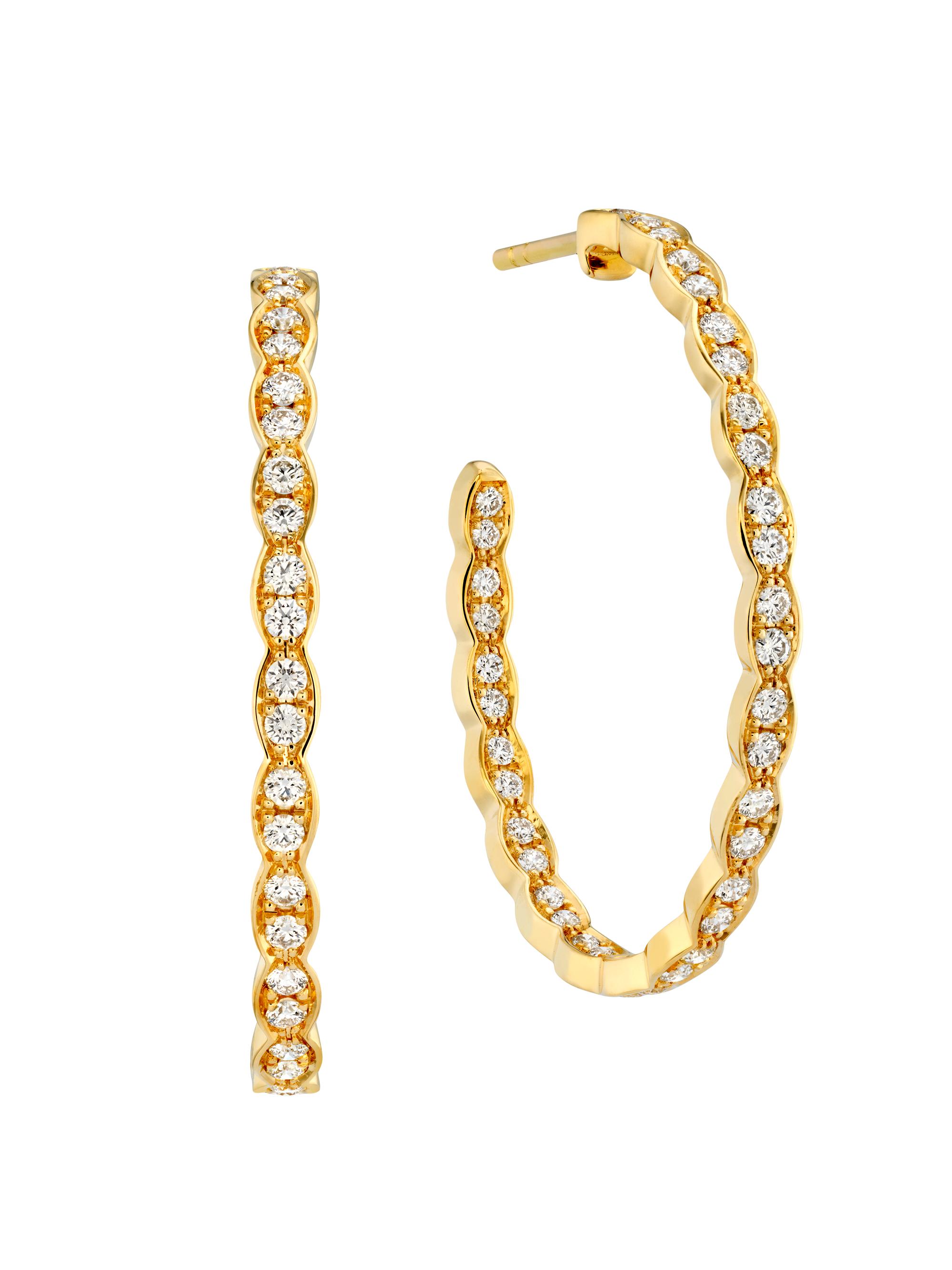 Hearts On Fire Women's Lorelei 18K Yellow Gold & 0.82 TCW Diamond Scalloped Hoop Earrings - Yellow Gold