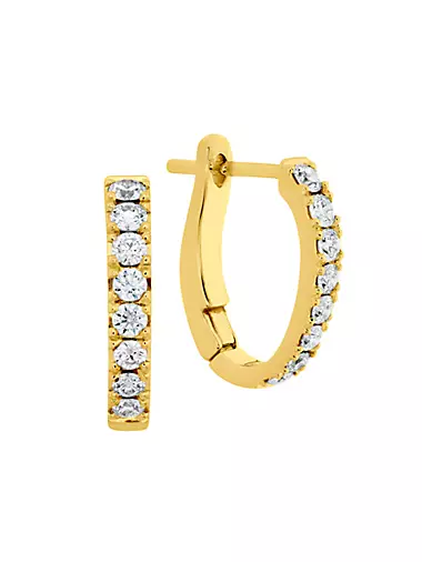 18K Yellow Gold & 0.28-0.34 TCW Diamond Mini Graduated Hoop Earrings