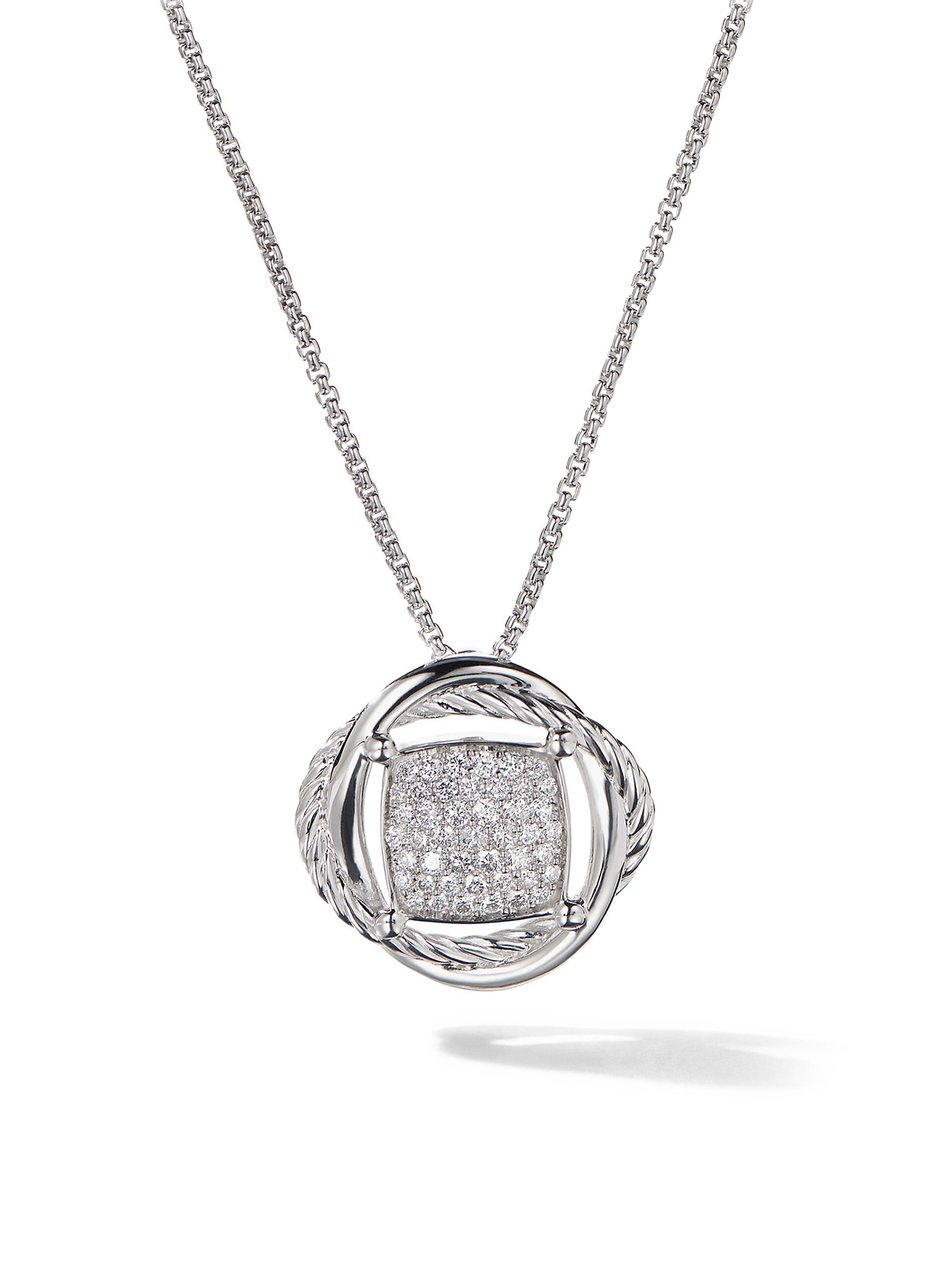 David Yurman Women's Infinity Pendant Necklace in Sterling Silver - Diamond