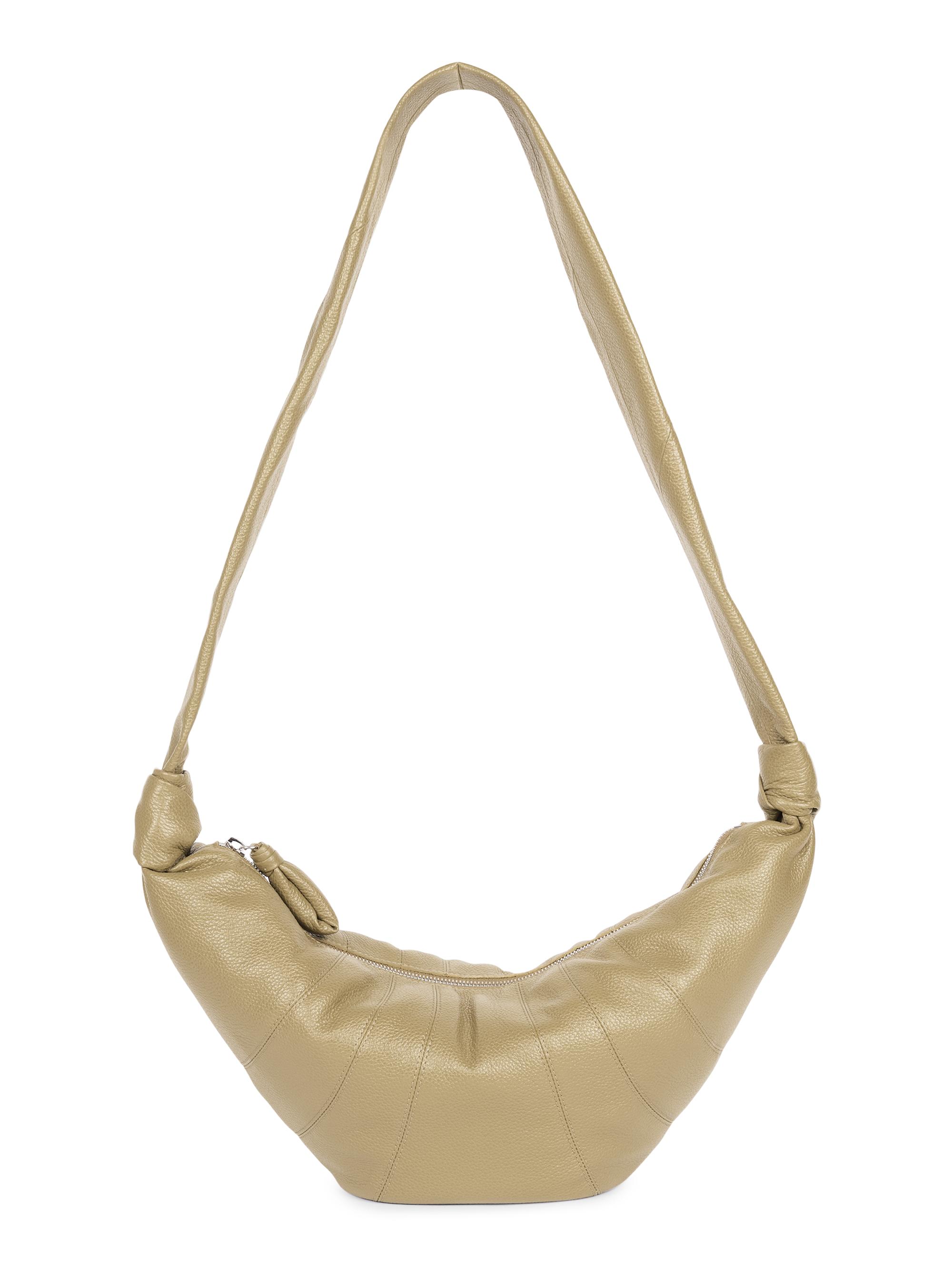 Lemaire Men's Medium Croissant Leather Crossbody Bag - Black