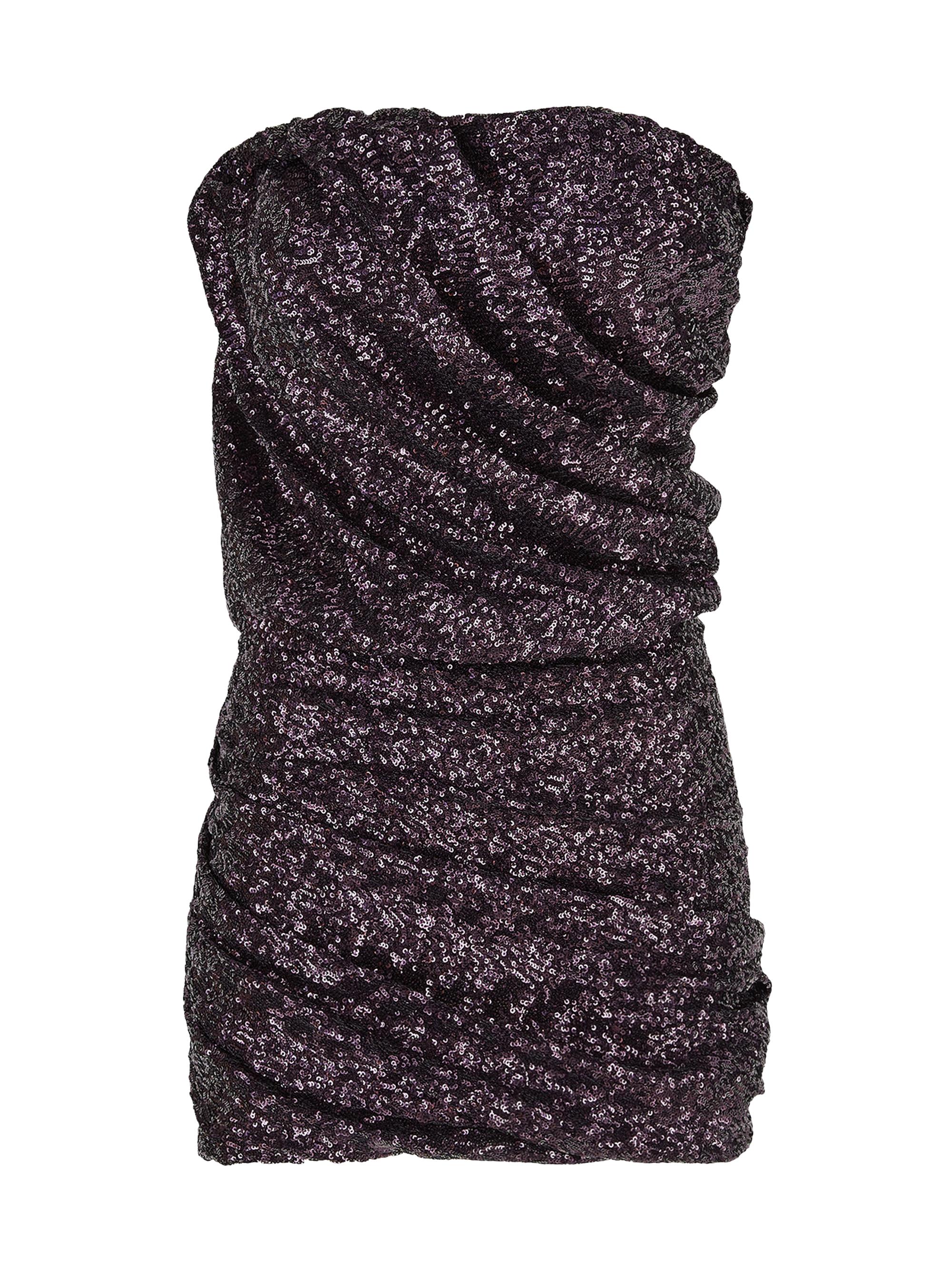The Attico Women's Strapless Sequined Draped Minidress - Aubergine