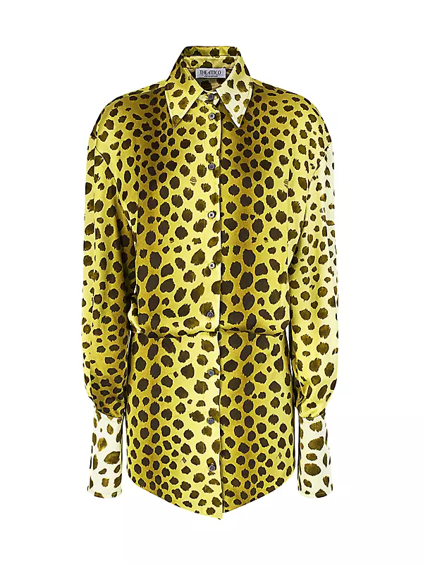 Shop The Attico Cheetah Print Cotton Shirtdress | Saks Fifth Avenue