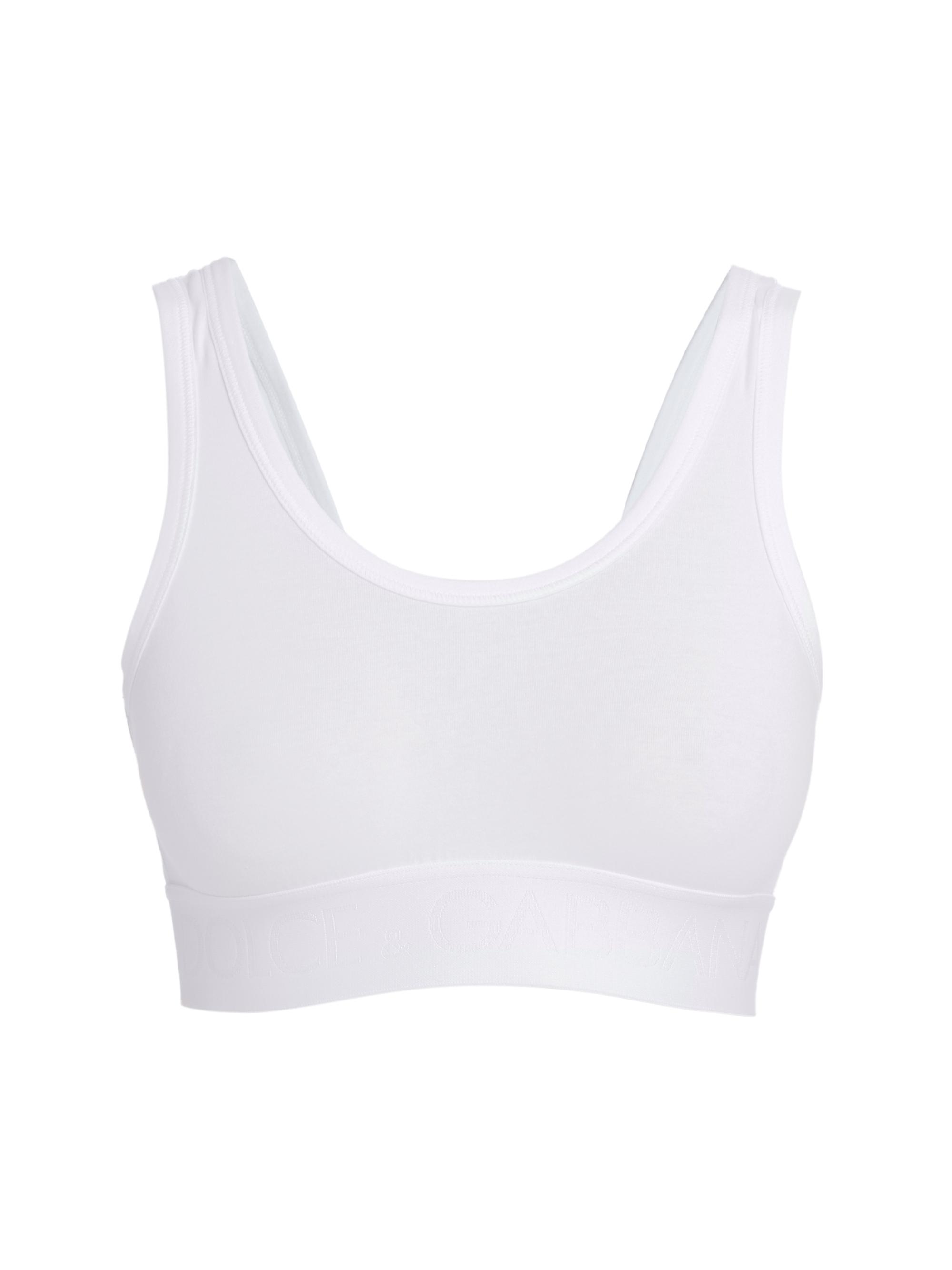 Dolce & Gabbana Women's Logo Cotton-Blend Sports Bra - White