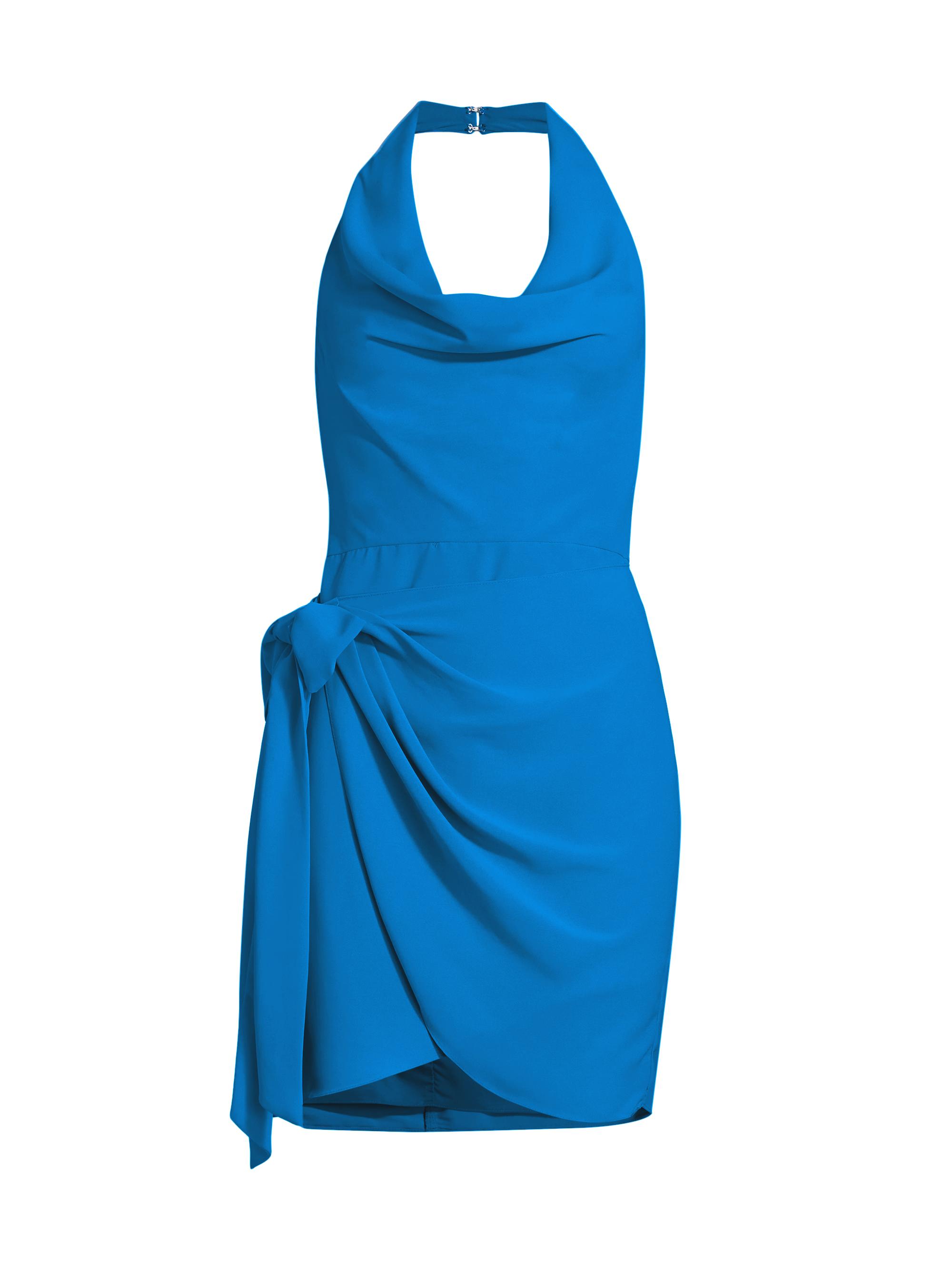 Amanda Uprichard Women's Martine Cowlneck Cocktail Dress - Electric Blue