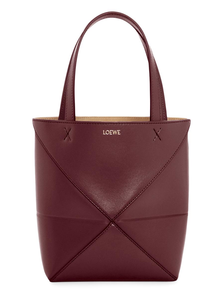 【LOEWE】PUZZLE FOLD TOTE MINI◆A657V25X01 Mini Puzzle Fold tote in shiny calfskin Black - LOEWE