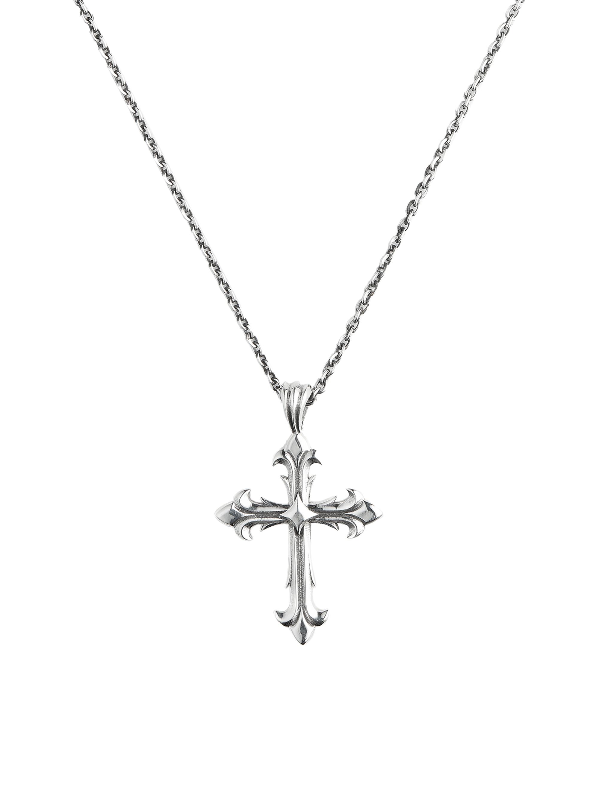 Emanuele Bicocchi Men's Unisex Fleury Cross Pendant Necklace - Silver