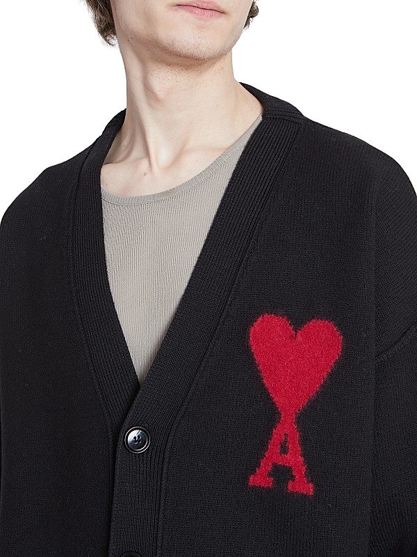 Shop AMI Paris Monogram Wool Cardigan | Saks Fifth Avenue Shop AMI Paris Monogram Wool Cardigan | Saks Fifth Avenue