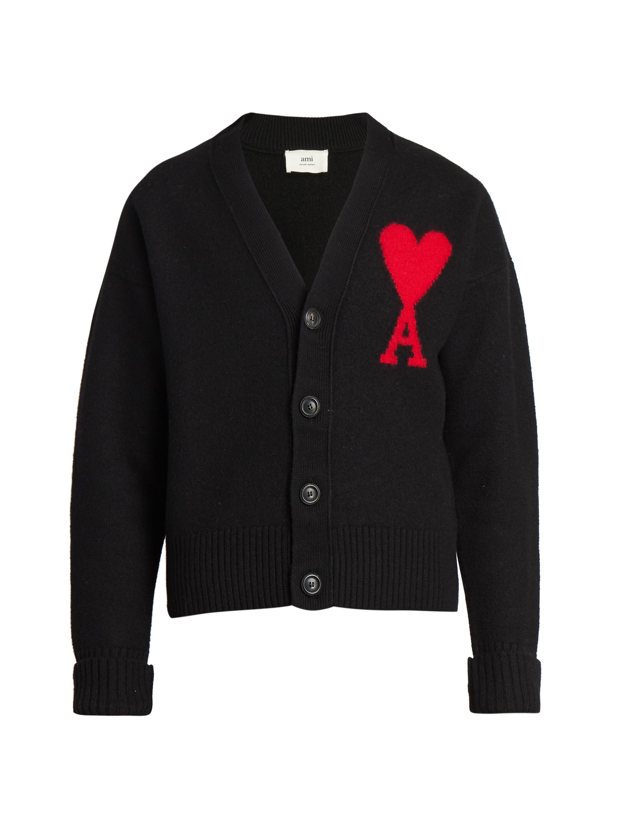 ami paris カーディガン 黒 AMI Paris Ami De Coeur Wool Cardigan | Saks Fifth Avenue