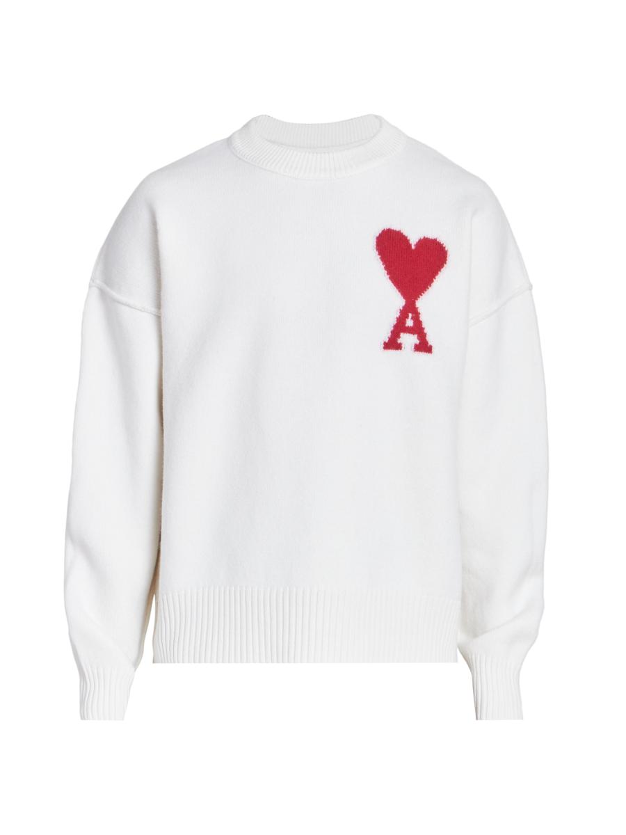 AMI Paris Embroidered Wool Sweater | Saks Fifth Avenue