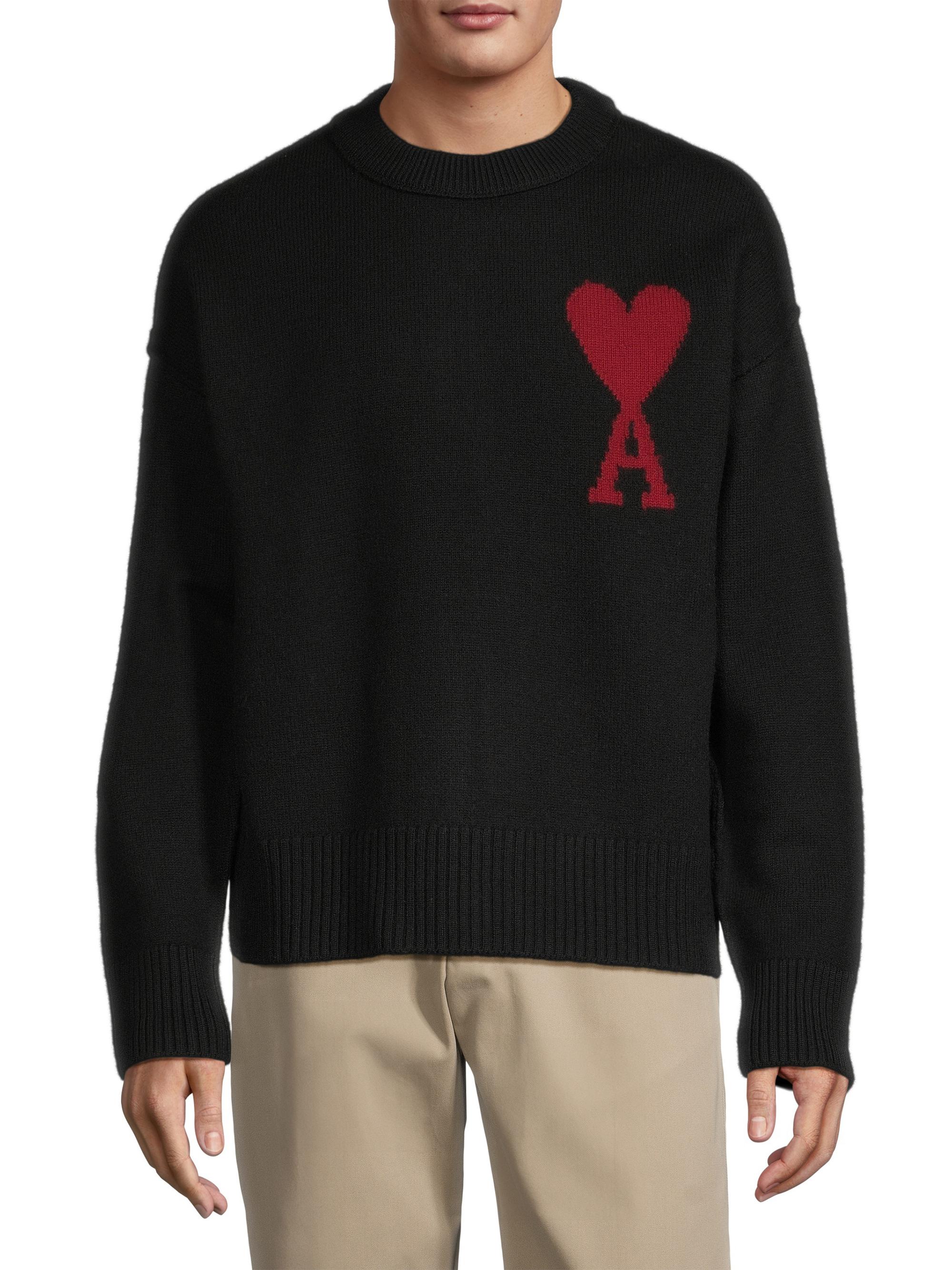 AMI Paris Embroidered Wool Sweater | Saks Fifth Avenue