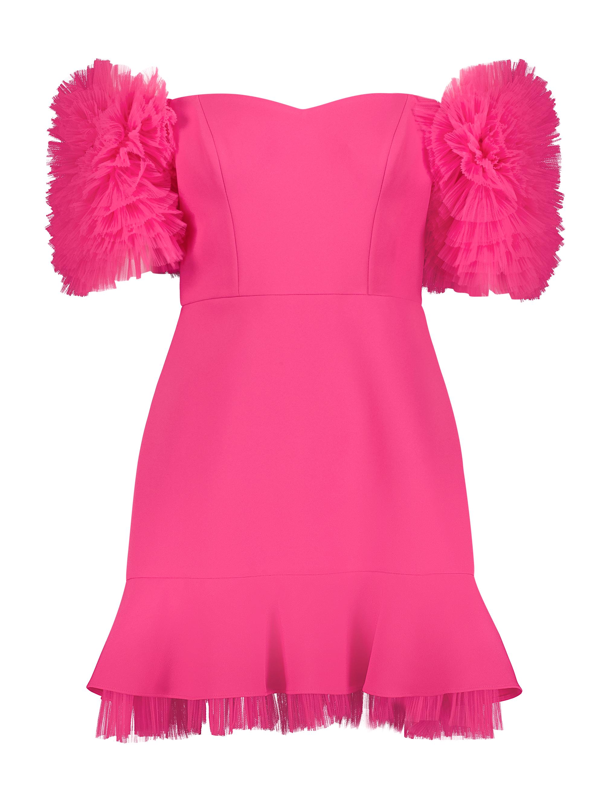 BCBGMAXAZRIA Women's Off-The-Shoulder Ruffled Minidress - Fuchsia
