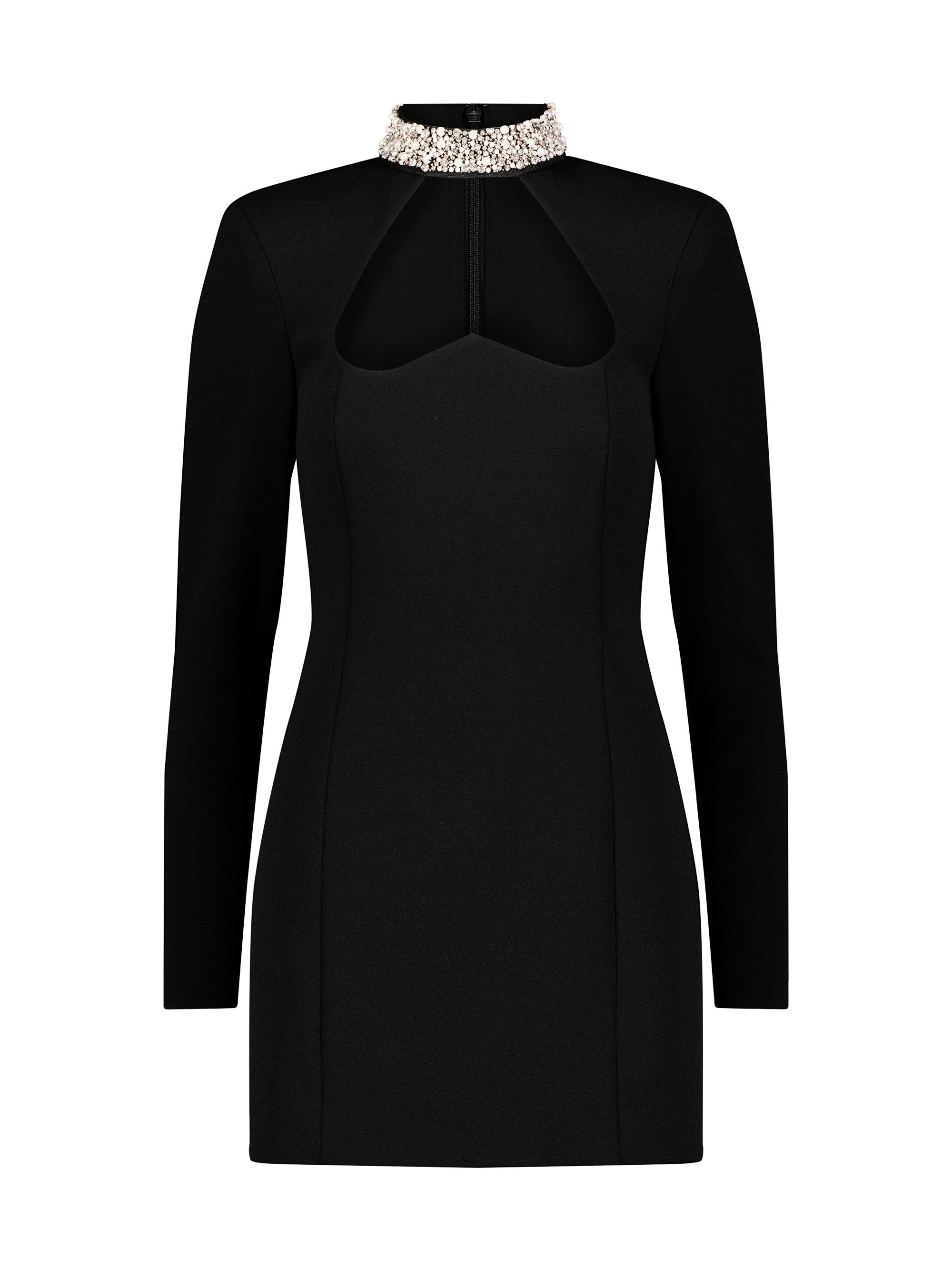 BCBGMAXAZRIA Women's Embellished Collar Cut-Out Minidress - Black
