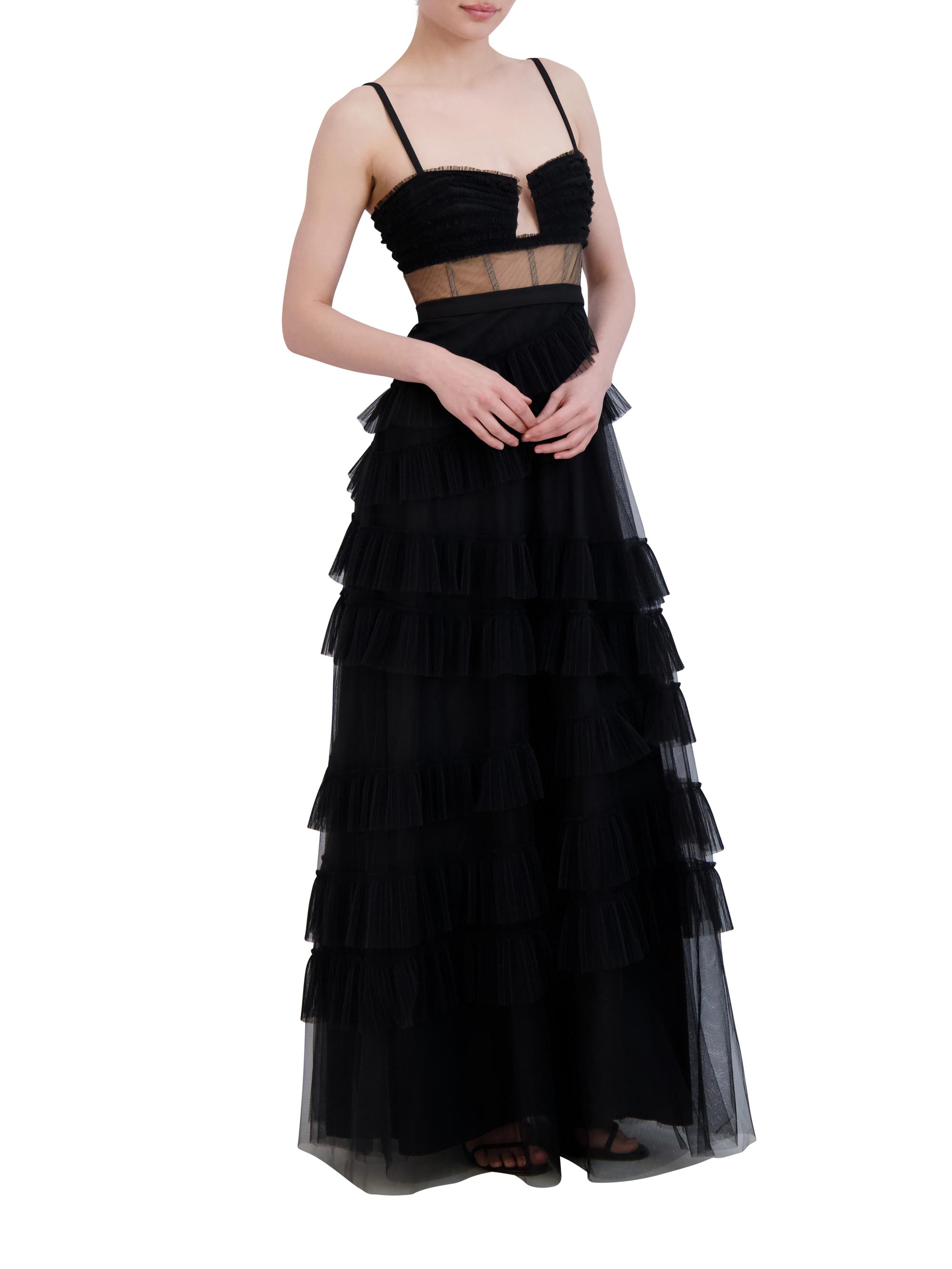 BCBGMAXAZRIA Corset Tulle Ruffled Gown | Saks Fifth Avenue