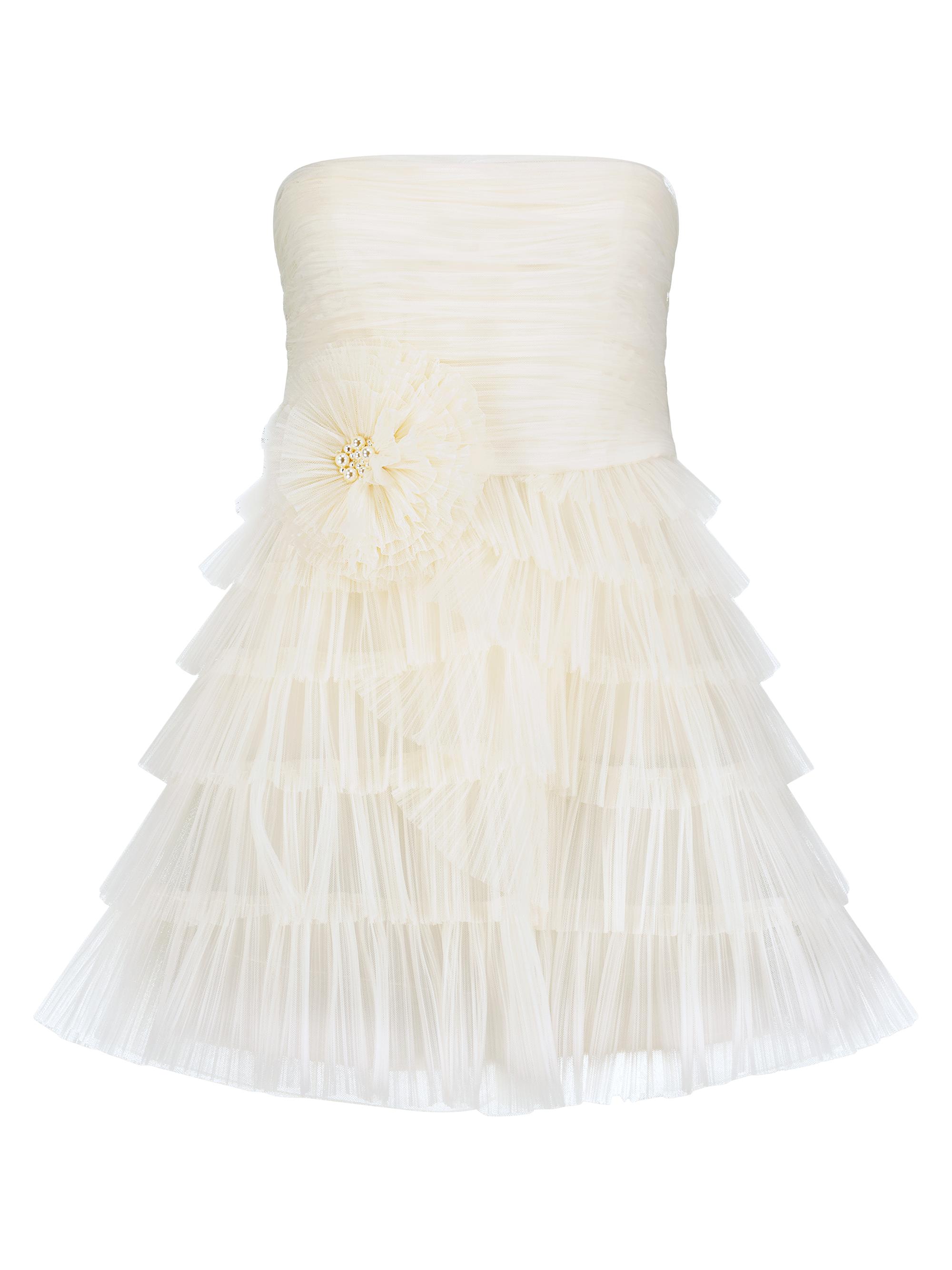 bcbgmaxazria strapless tiered tulle mini dress BCBGMAXAZRIA Womens Strapless Tulle Mini Dress Black 10