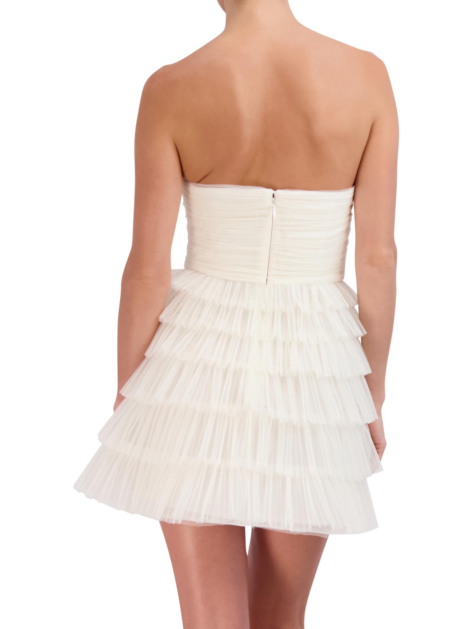 bcbgmaxazria strapless tiered tulle mini dress BCBG MAXAZRIA Strapless Tiered Tulle Mini Dress