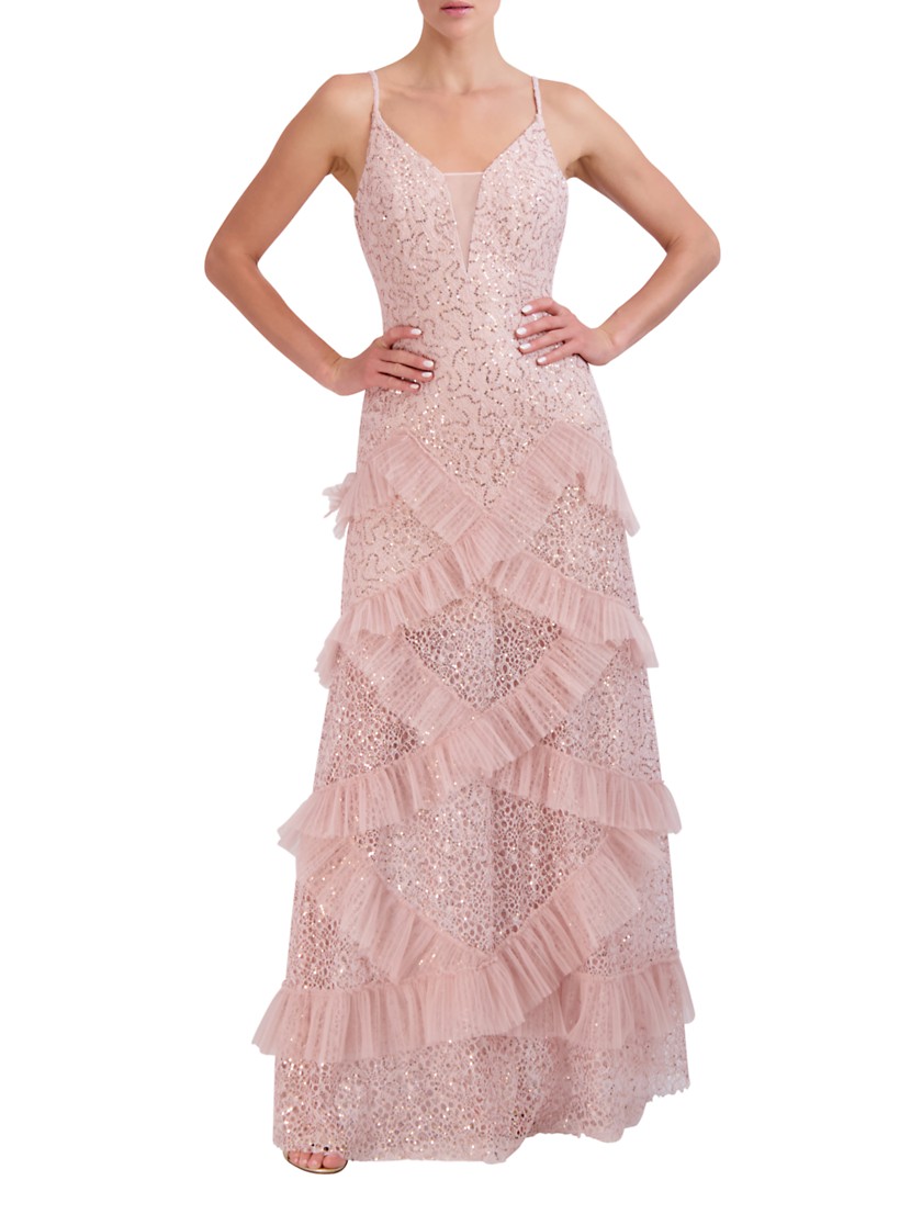 Shop BCBGMAXAZRIA Embellished Lace Ruffle Gown | Saks Fifth Shop BCBGMAXAZRIA Embellished Lace Ruffle Gown | Saks Fifth