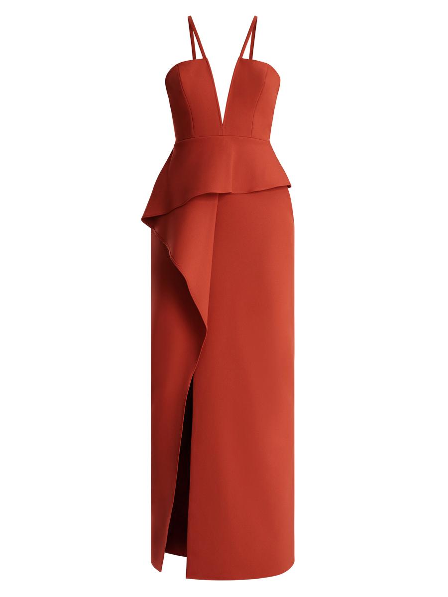 BCBGMAXAZRIA V-Neck Off-The-Shoulder Peplum Gown | Saks