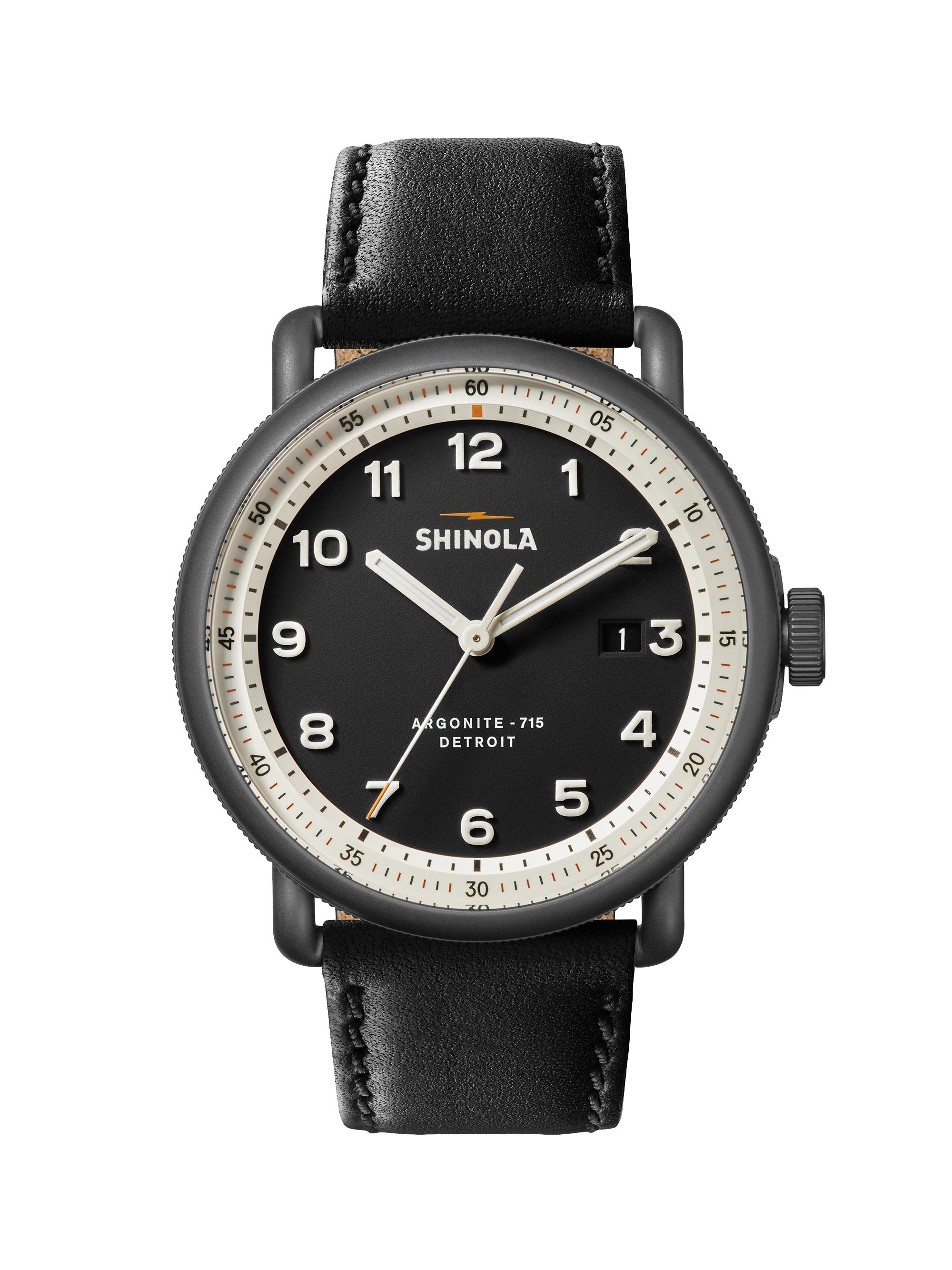 Shinola Men's The Canfield Model C56 Stainless Steel & Leather Strap Watch - Black