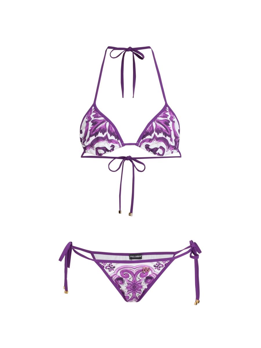 Dolce & Gabbana Women's Majolica Triangle Bikini In Purple