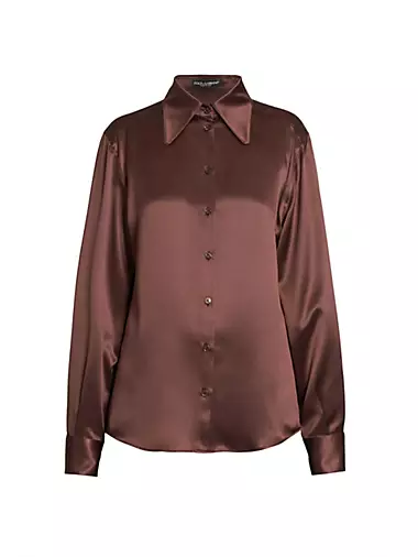 Tie-front silk satin blouse in neutrals - The Sei