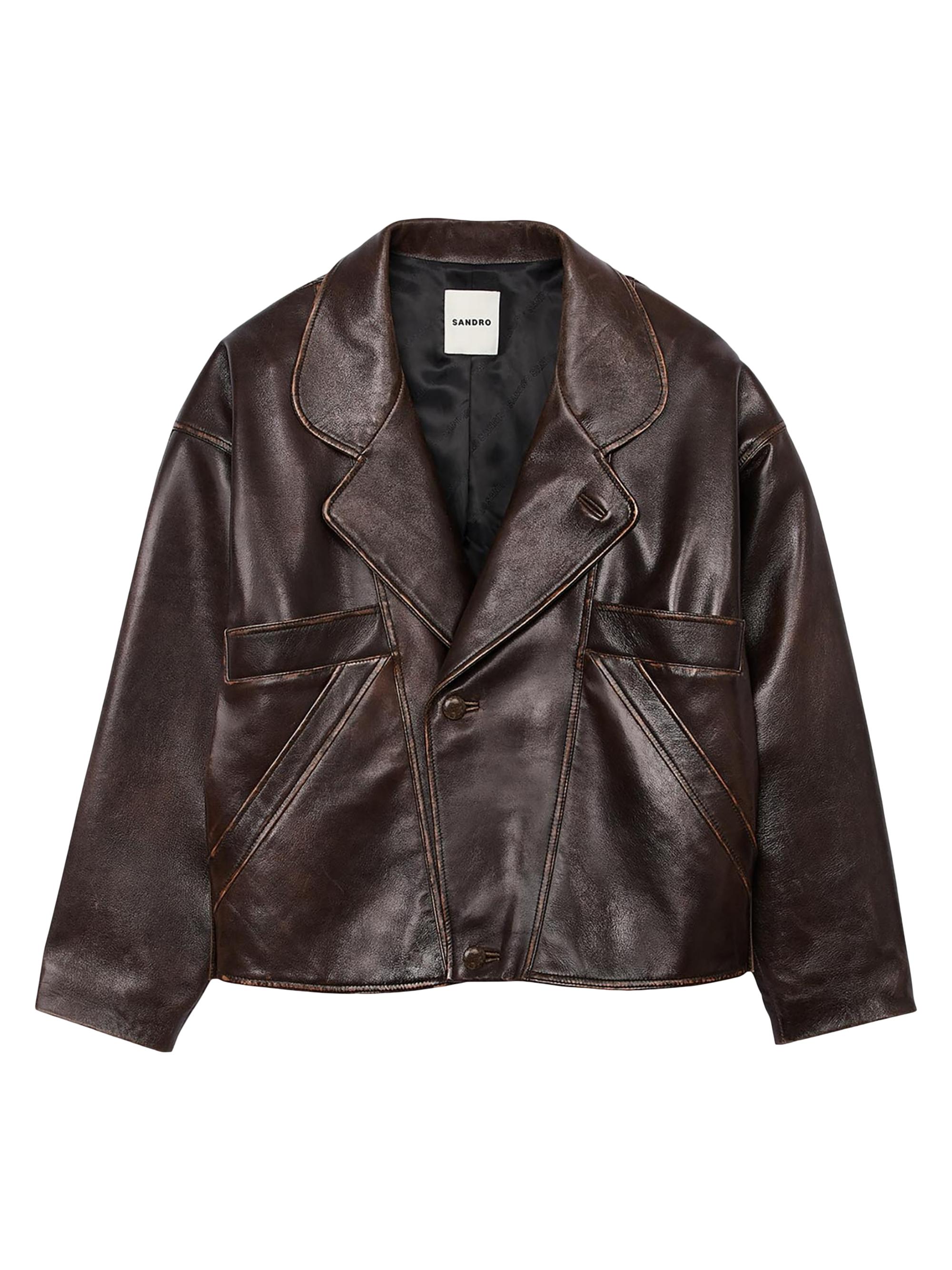 Sandro Oversized Leather Jacket | Saks Fifth Avenue