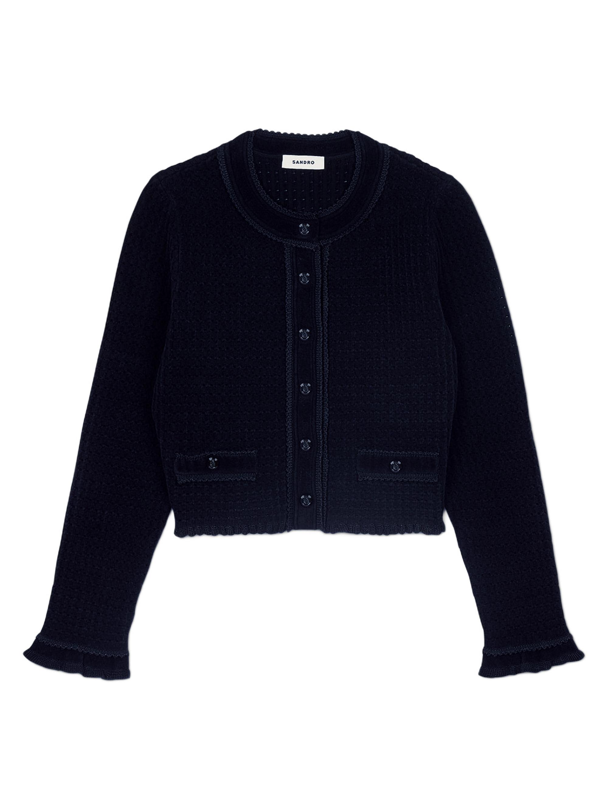 Sandro Women's Velvet Knit Cropped Cardigan - Black