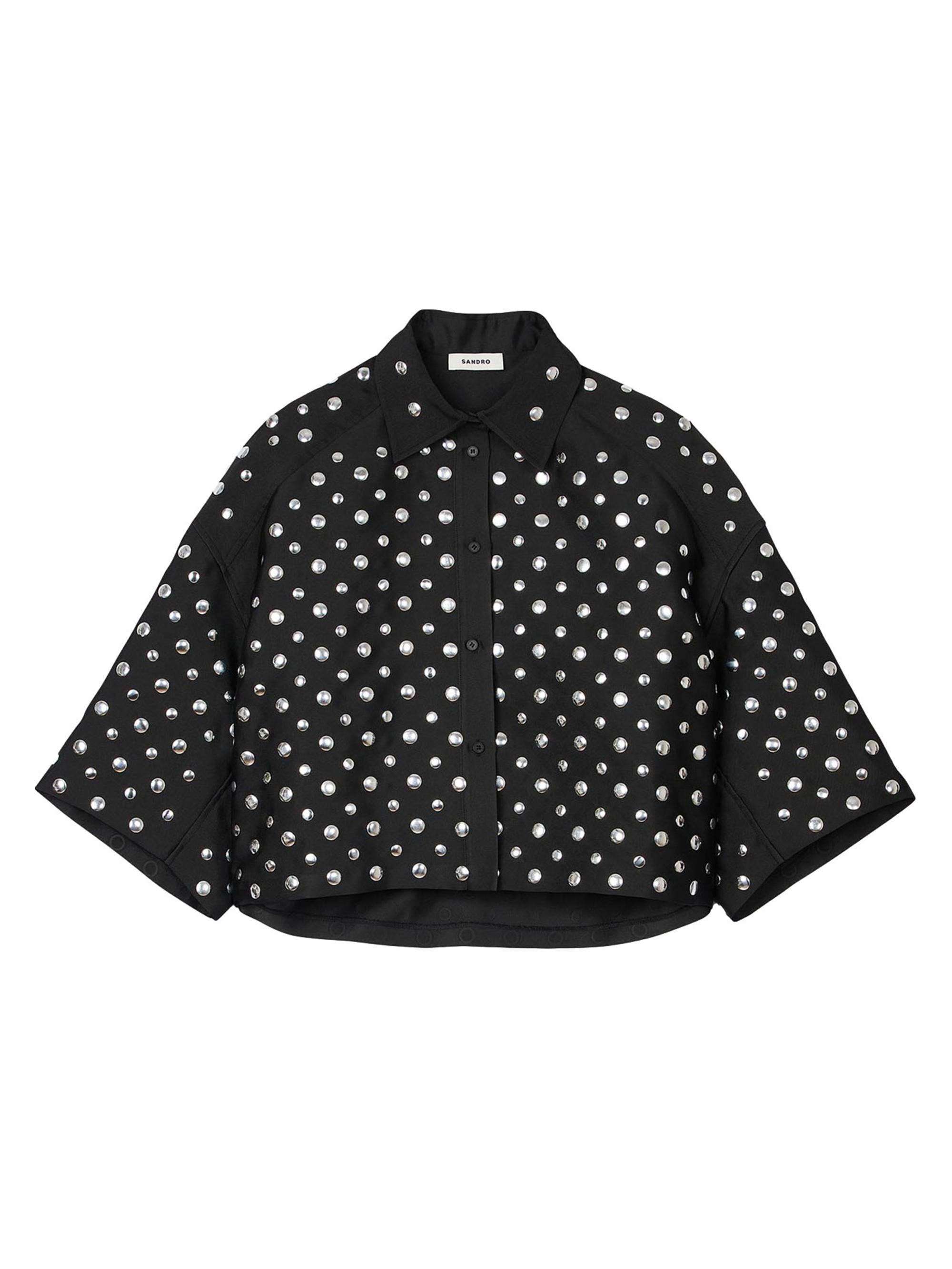 Sandro Women's Stud Embellished Shirt - Black Silver