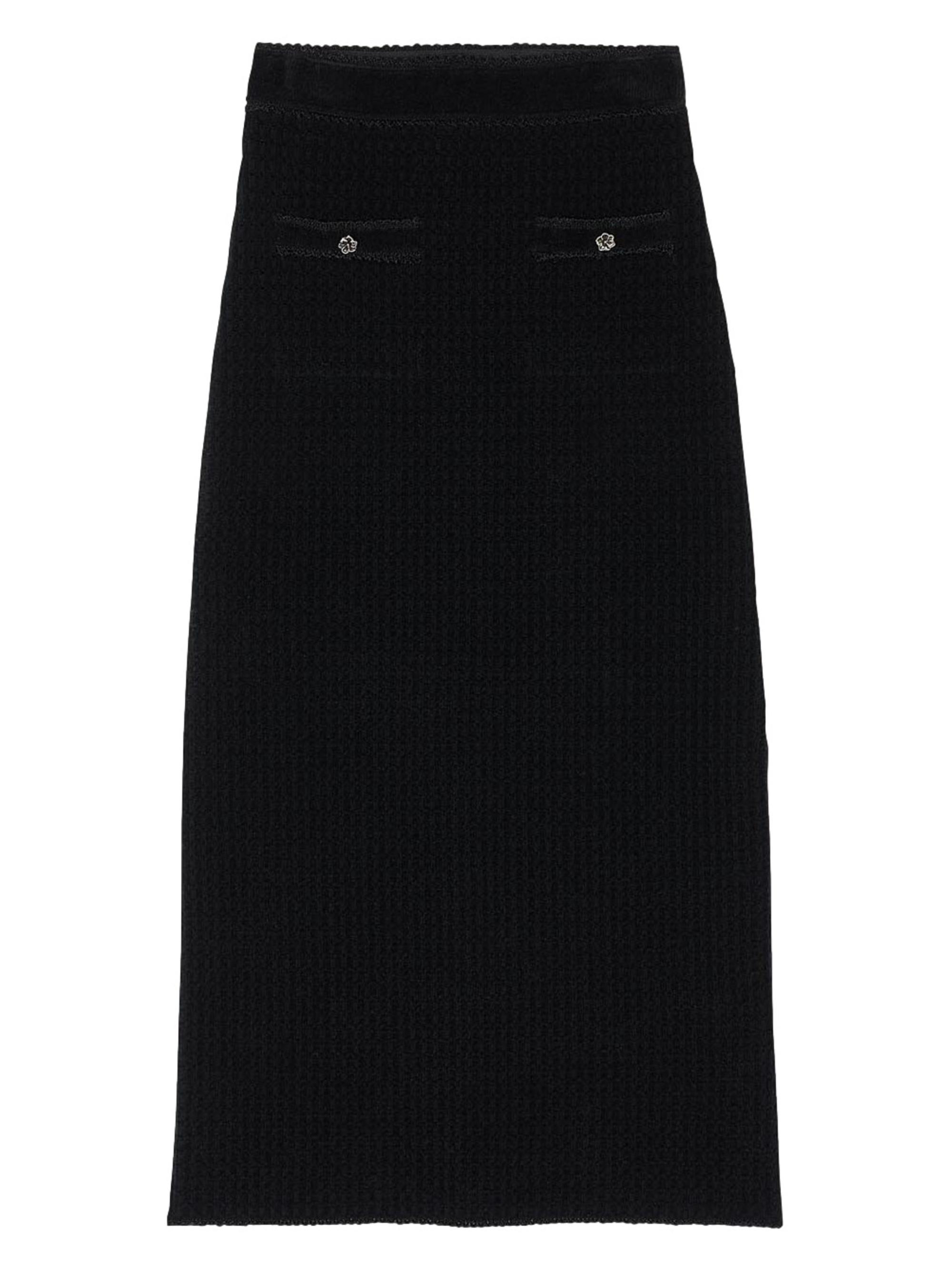 Sandro Women's Velvet Knit Midi Skirt - Black