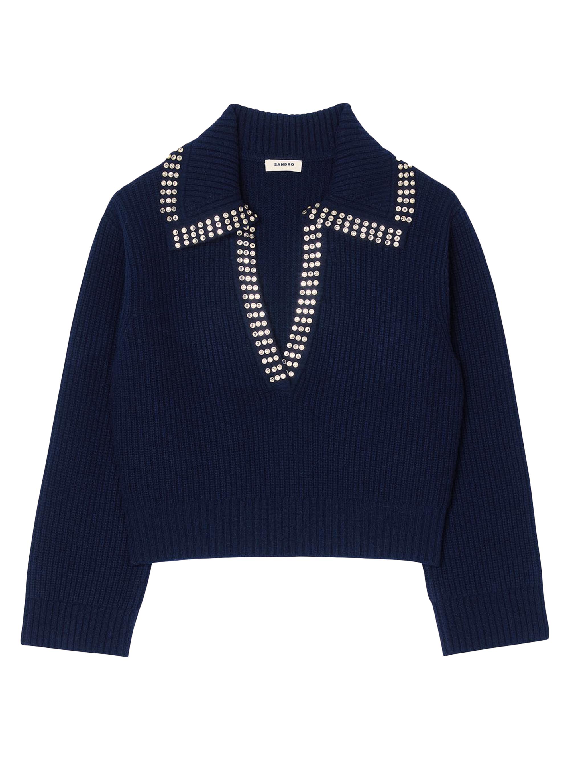 Sandro Women's Sailor Neck Sweater - Navy Blue